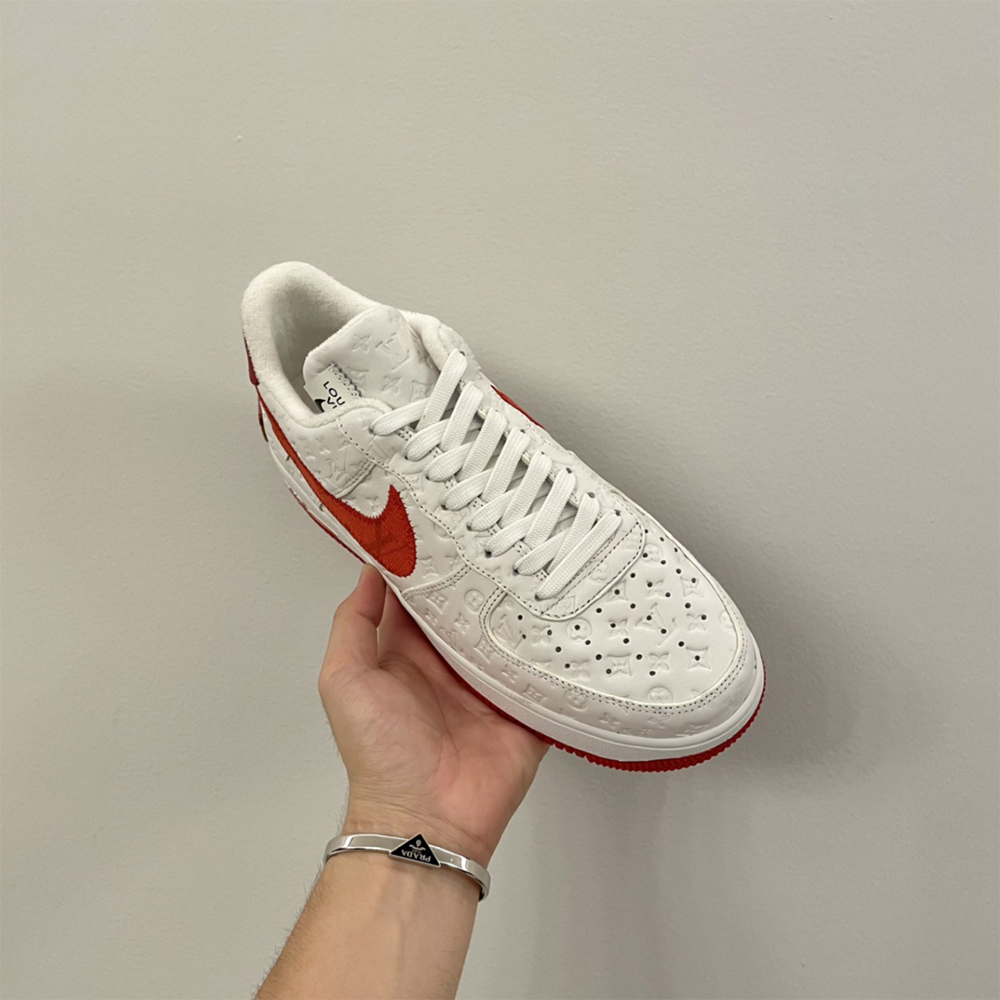 Louis Vuitton X Nike Air Force 1 Sneaker In White&Red - DopestKickz