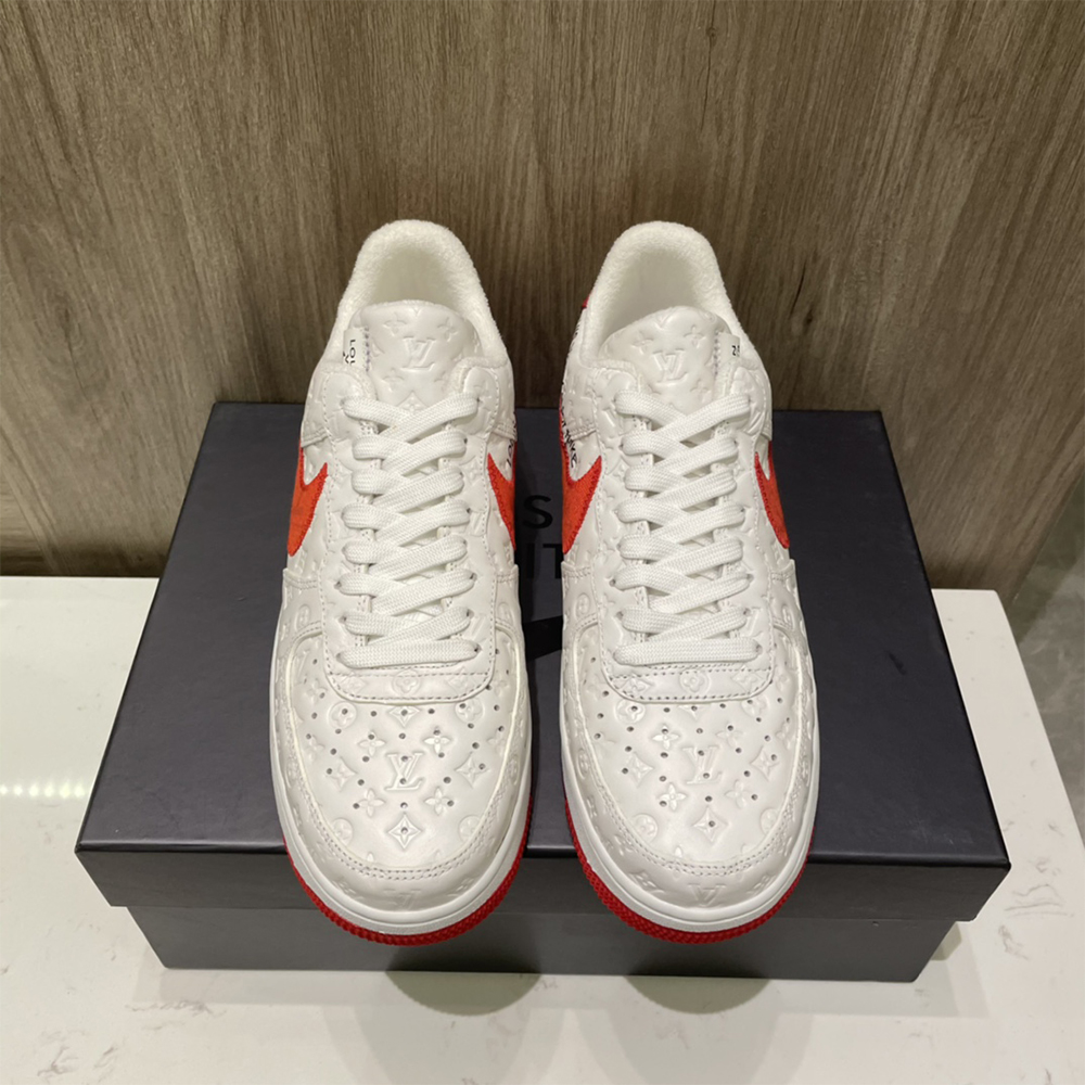 Louis Vuitton X Nike Air Force 1 Sneaker In White&Red - DopestKickz
