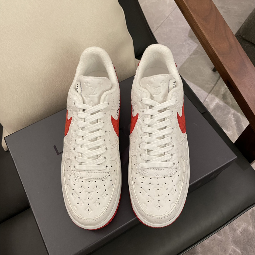 Louis Vuitton X Nike Air Force 1 Sneaker In White&Red - DopestKickz