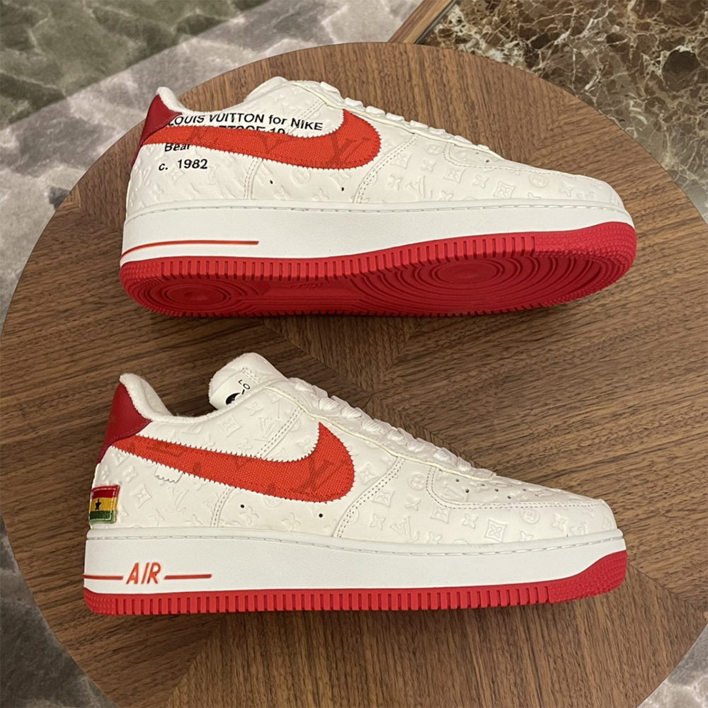 Louis Vuitton X Nike Air Force 1 Sneaker In White&Red - DopestKickz