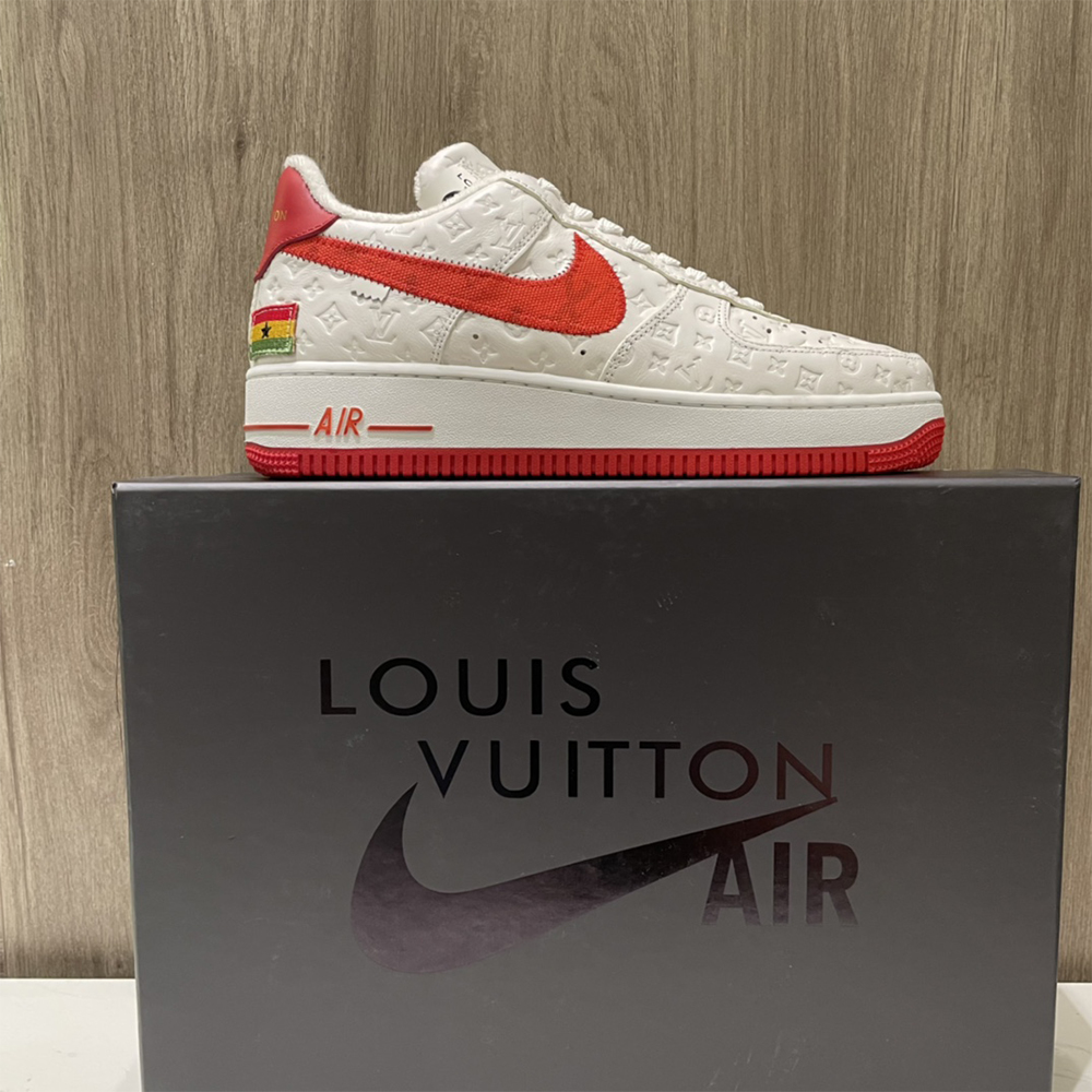 Louis Vuitton X Nike Air Force 1 Sneaker In White&Red - DopestKickz