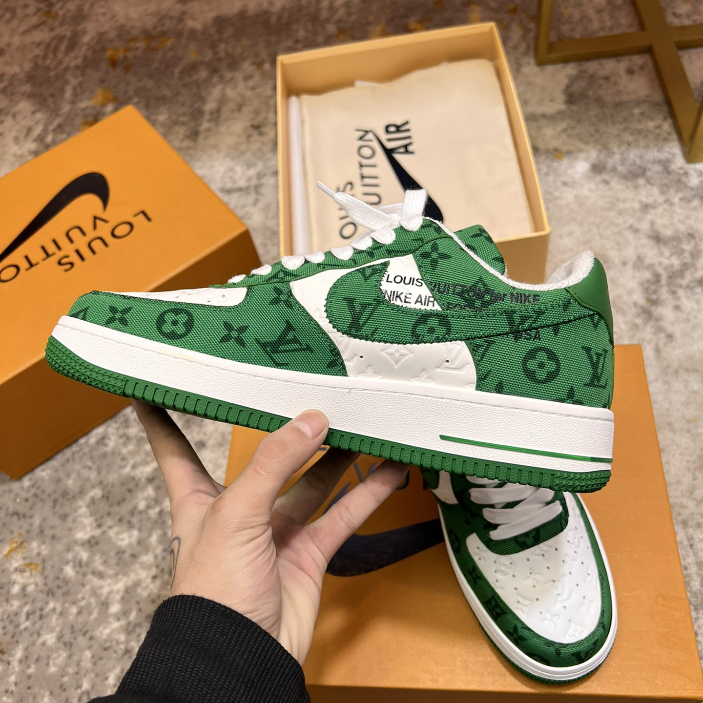 Louis Vuitton X Nike Air Force 1 Sneaker In Green - DopestKickz