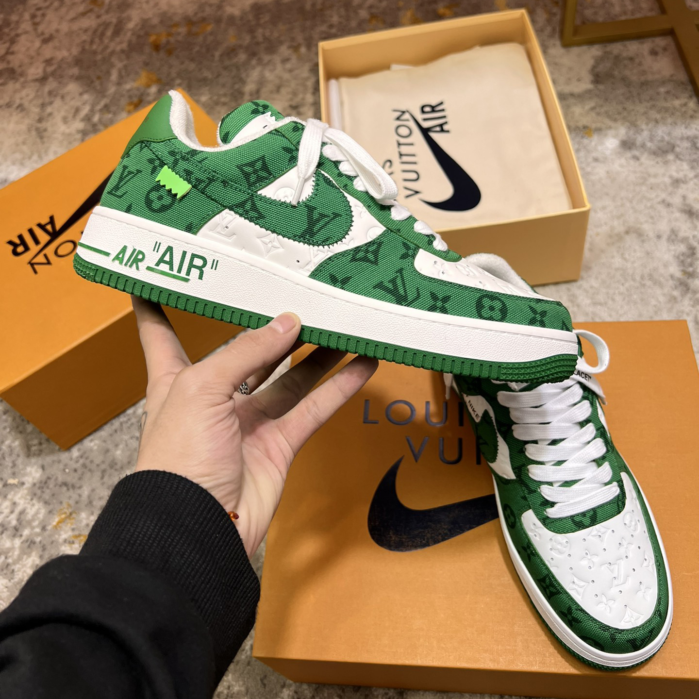 Louis Vuitton X Nike Air Force 1 Sneaker In Green - DopestKickz