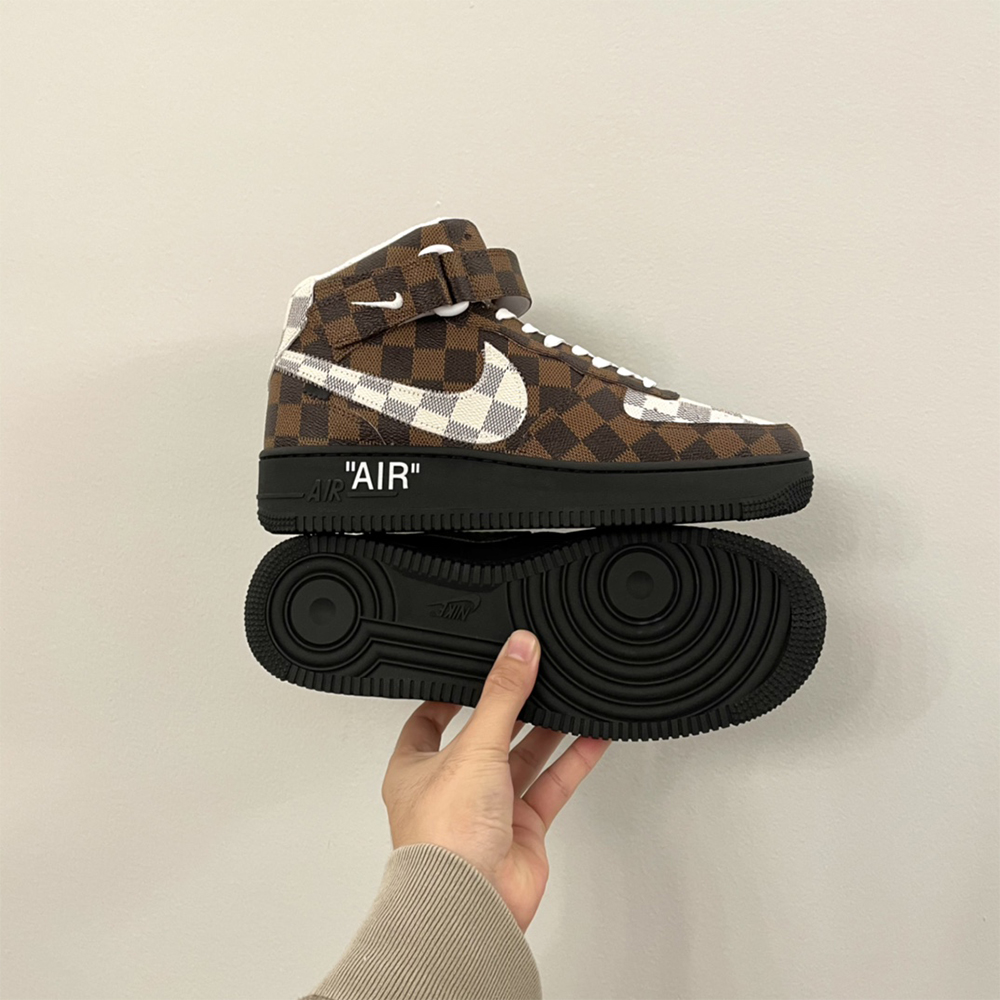 Louis Vuitton X Nike Air Force 1 Mid-Top Sneaker In Brown - DopestKickz