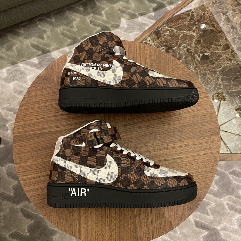 Louis Vuitton X Nike Air Force 1 Mid-Top Sneaker In Brown - DopestKickz