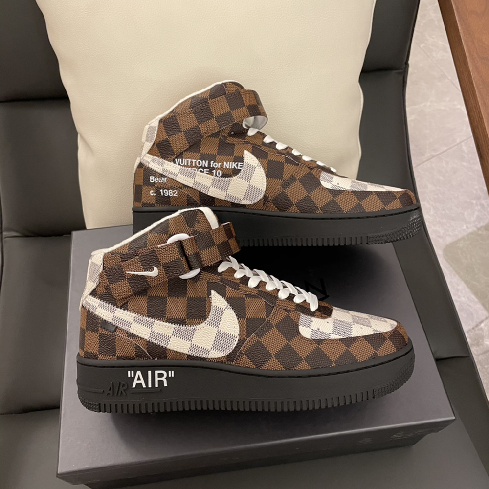 Louis Vuitton X Nike Air Force 1 Mid-Top Sneaker In Brown - DopestKickz
