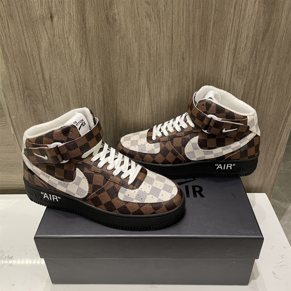 Louis Vuitton X Nike Air Force 1 Mid-Top Sneaker In Brown - DopestKickz