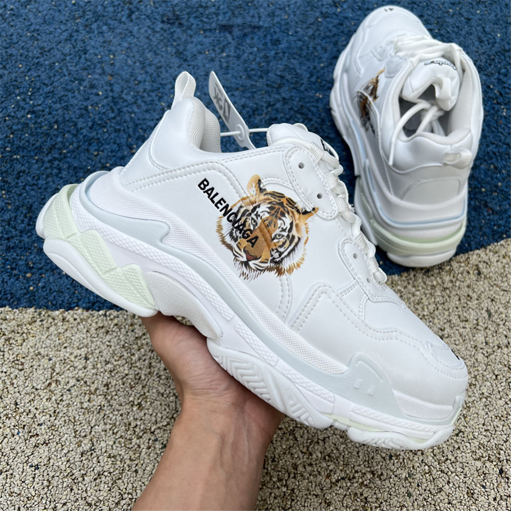 Balenciaga Triple S x Gucci Tiger Print Sneaker In White - DopestKickz