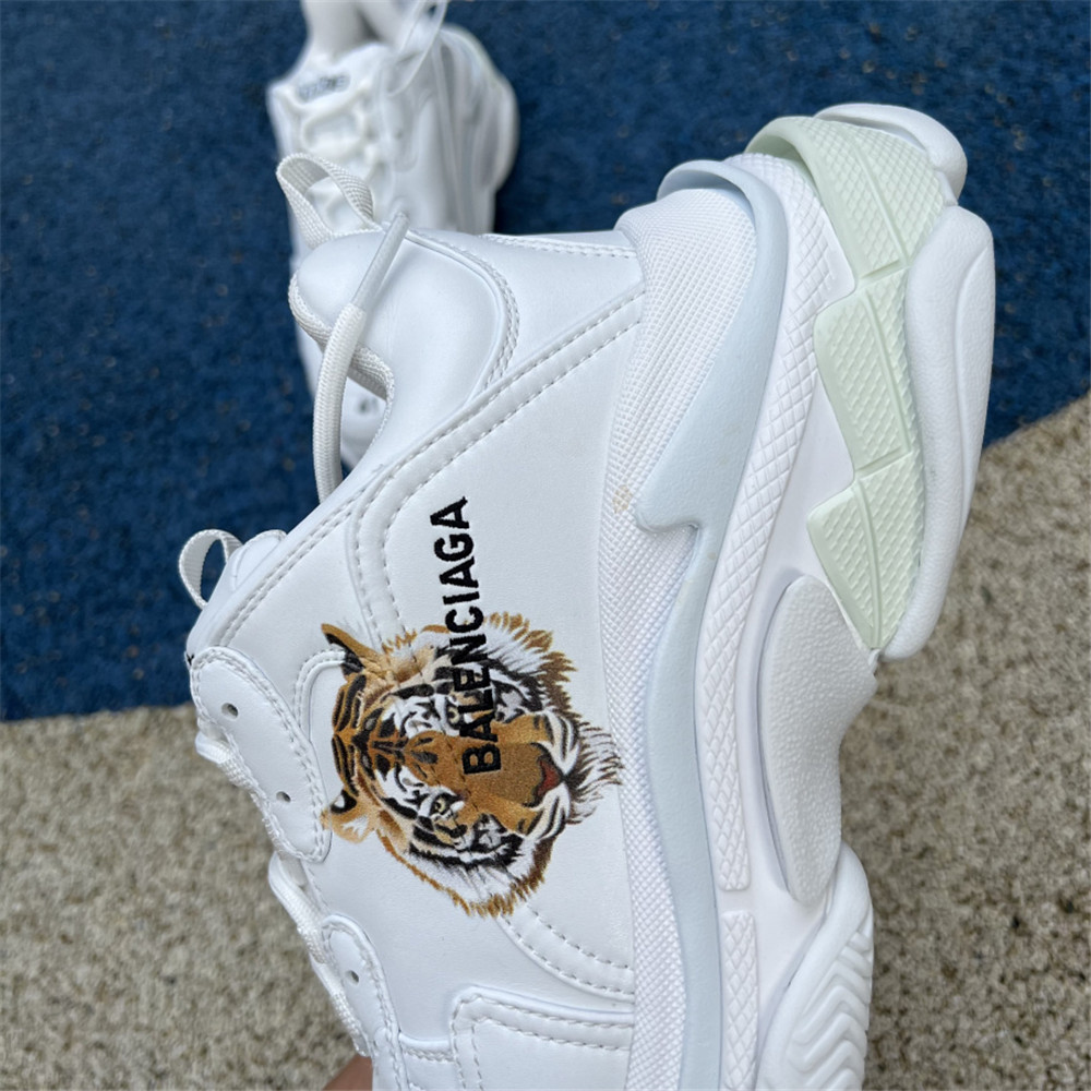 Balenciaga Triple S x Gucci Tiger Print Sneaker In White - DopestKickz