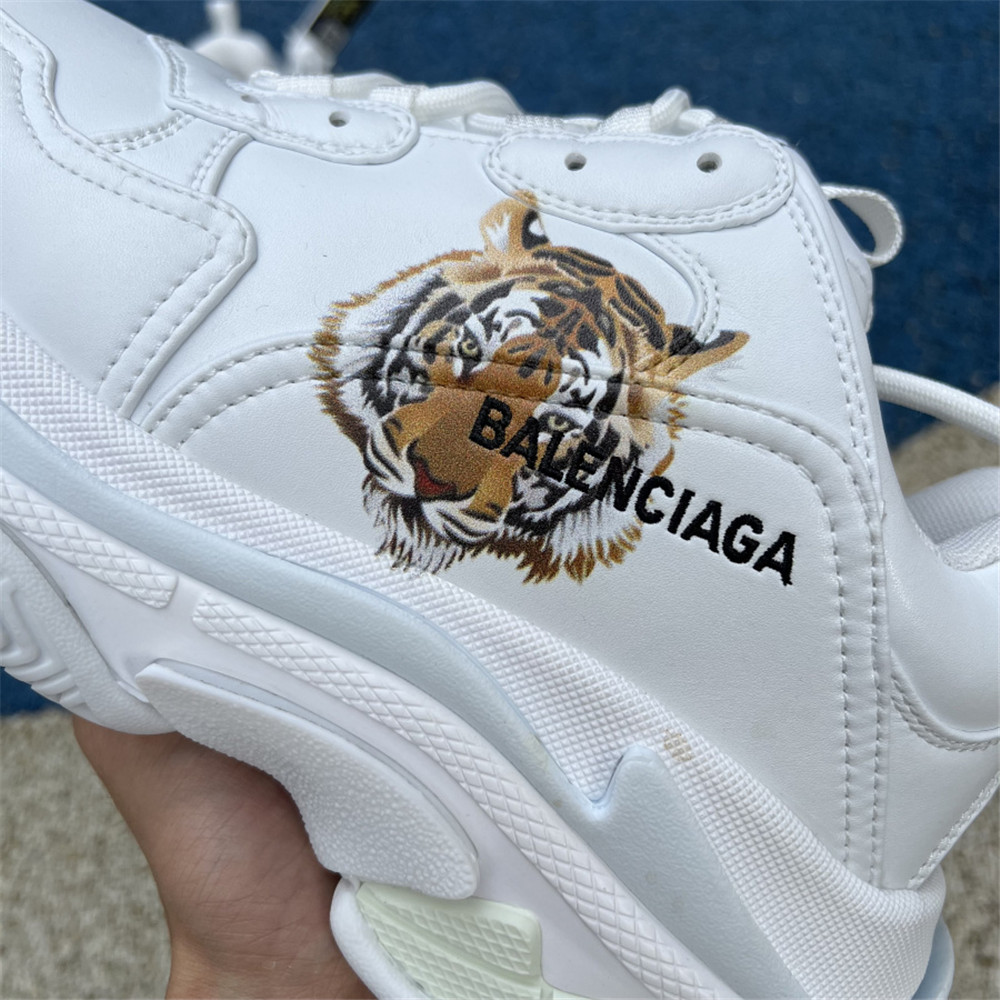 Balenciaga Triple S x Gucci Tiger Print Sneaker In White - DopestKickz