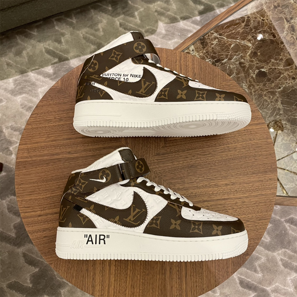 Louis Vuitton X Nike Air Force 1 Mid-Top Monogram Sneaker - DopestKickz