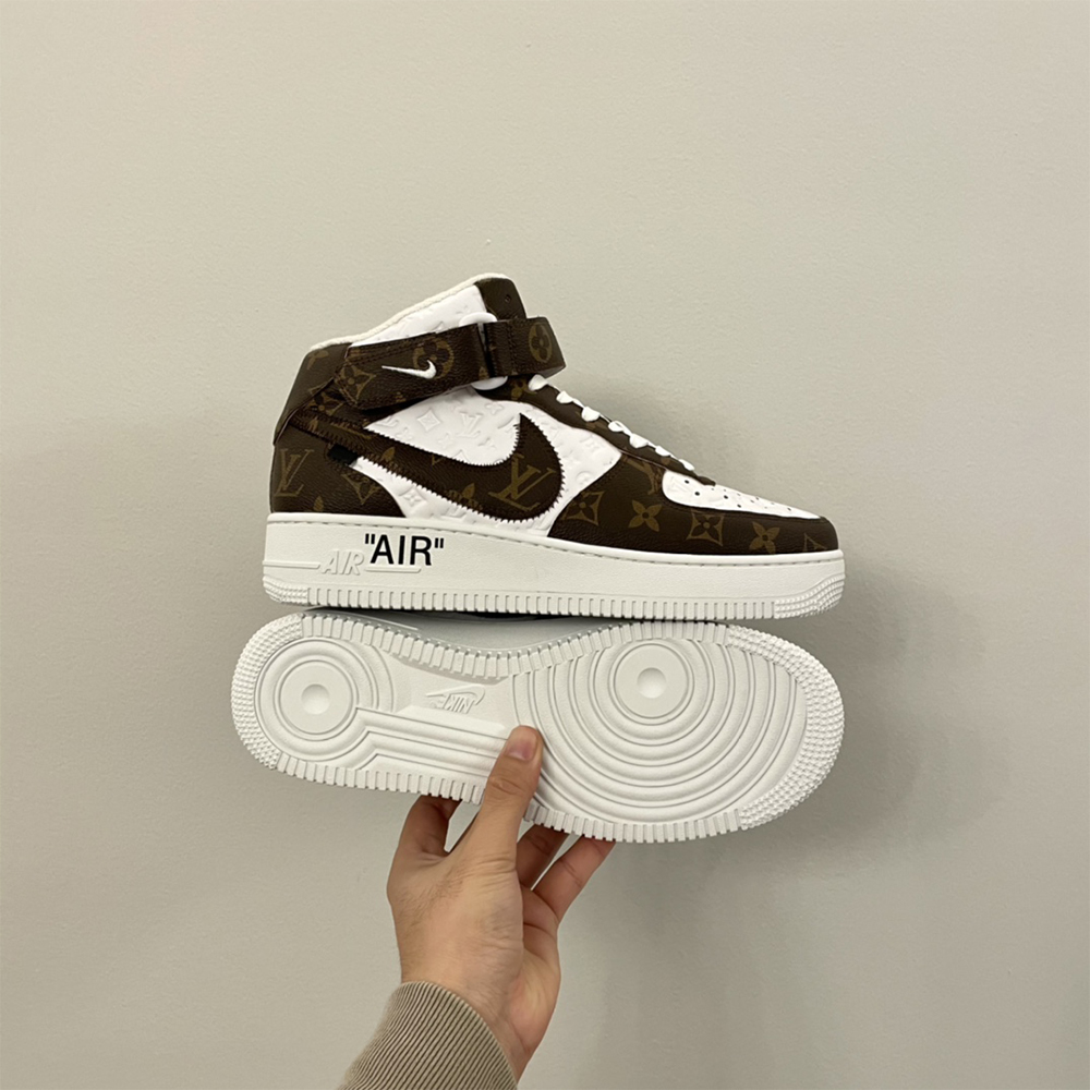Louis Vuitton X Nike Air Force 1 Mid-Top Monogram Sneaker - DopestKickz