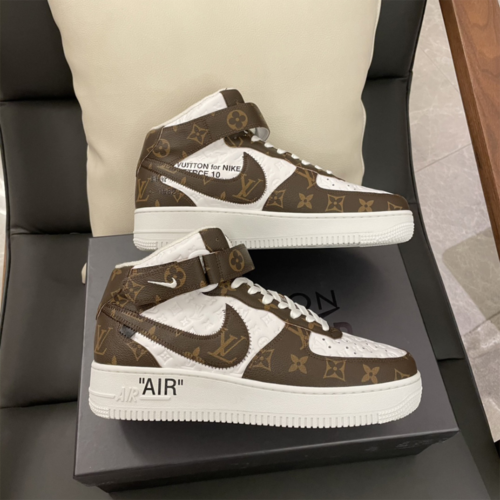 Louis Vuitton X Nike Air Force 1 Mid-Top Monogram Sneaker - DopestKickz