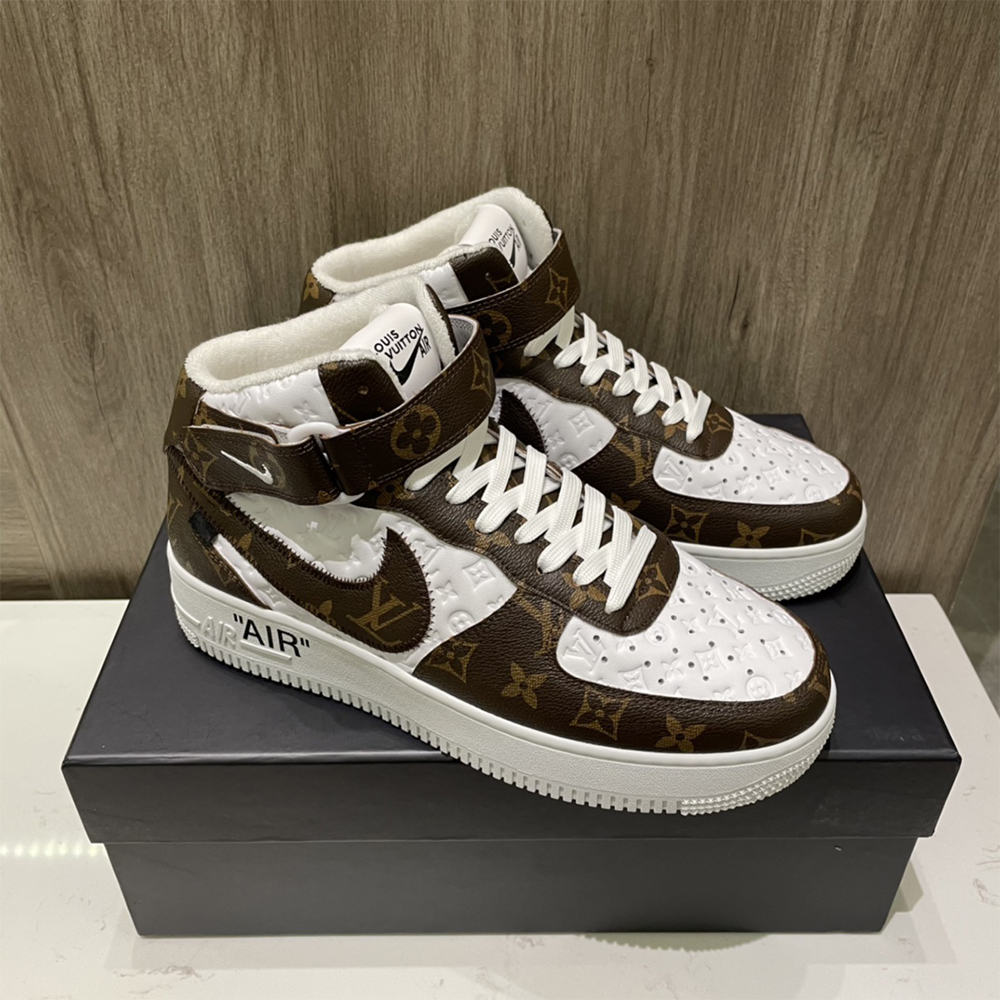 Louis Vuitton X Nike Air Force 1 Mid-Top Monogram Sneaker - DopestKickz
