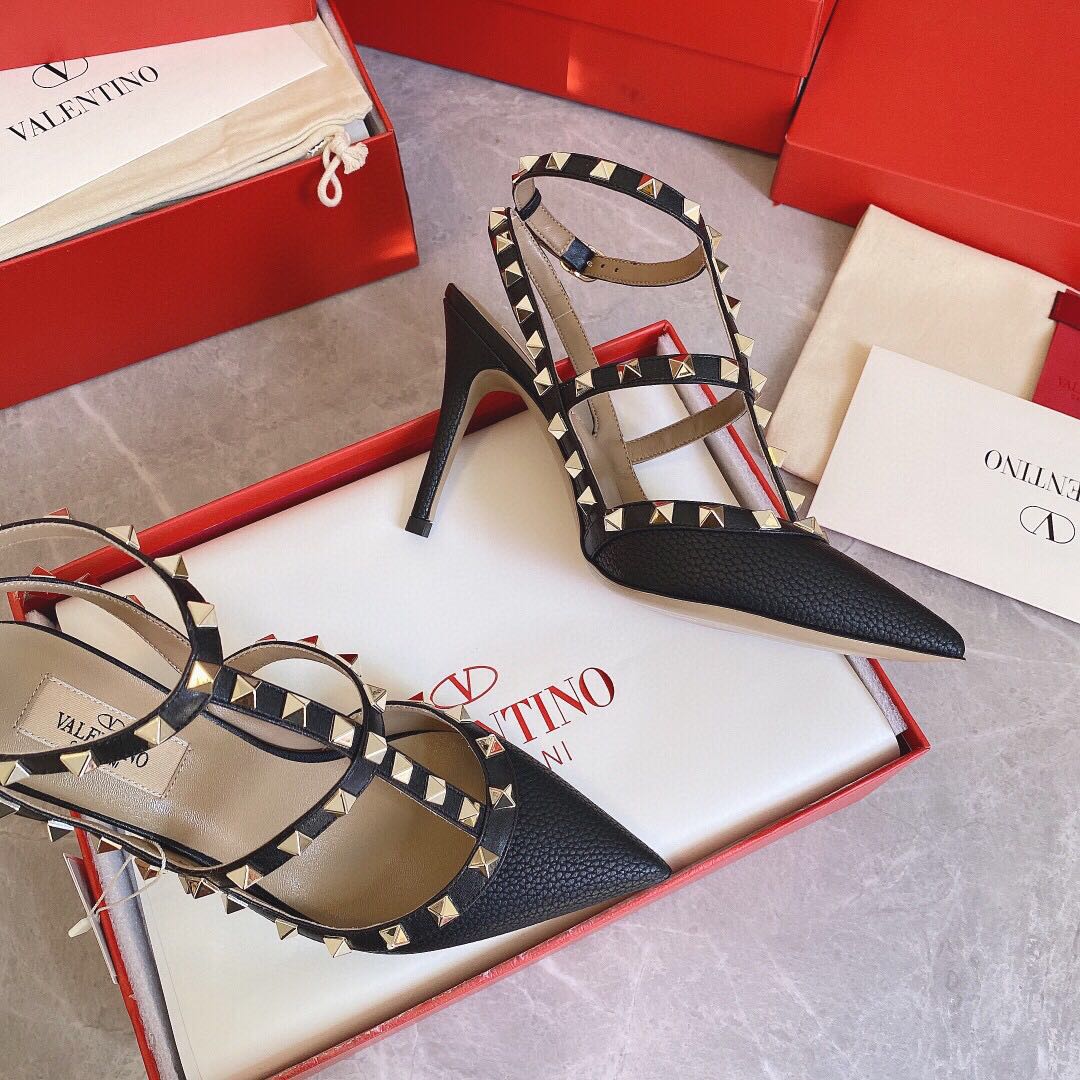Valenti  Women's Rockstud Leather Caged Heel Pumps - DopestKickz
