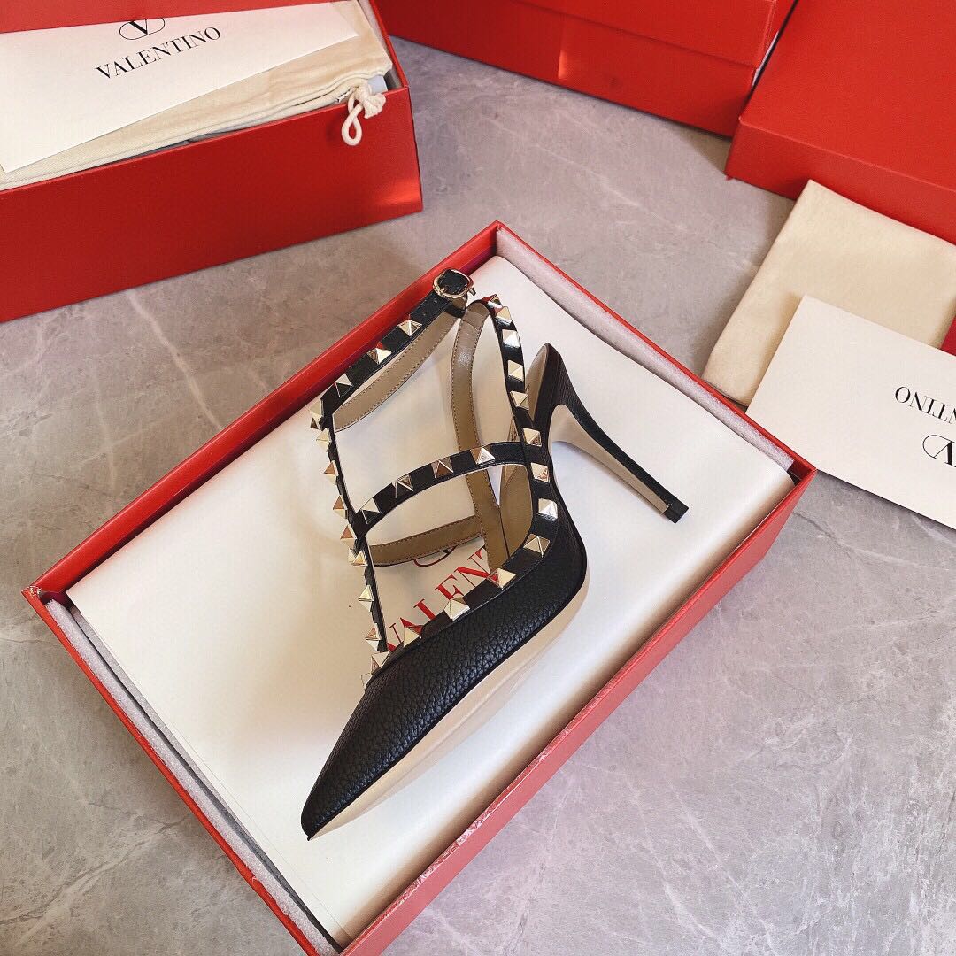 Valenti  Women's Rockstud Leather Caged Heel Pumps - DopestKickz