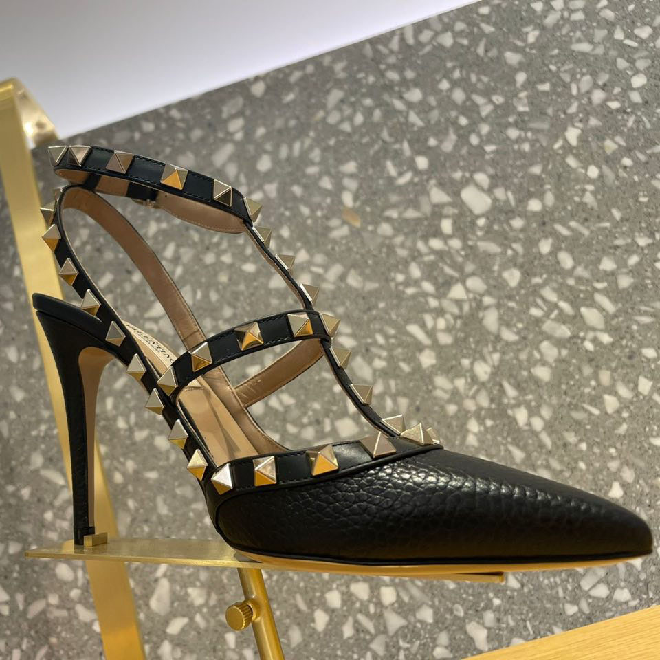 Valenti  Women's Rockstud Leather Caged Heel Pumps - DopestKickz