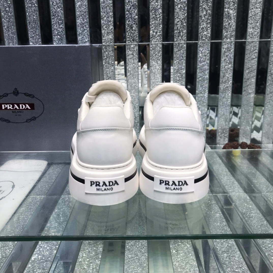 Prada Logo Sneakers In White - DopestKickz
