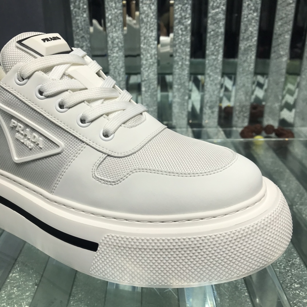 Prada Logo Sneakers In White - DopestKickz