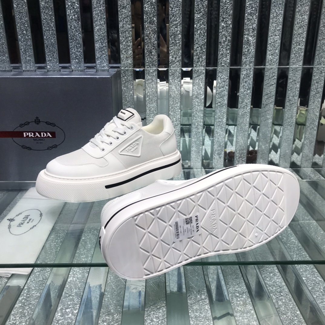 Prada Logo Sneakers In White - DopestKickz