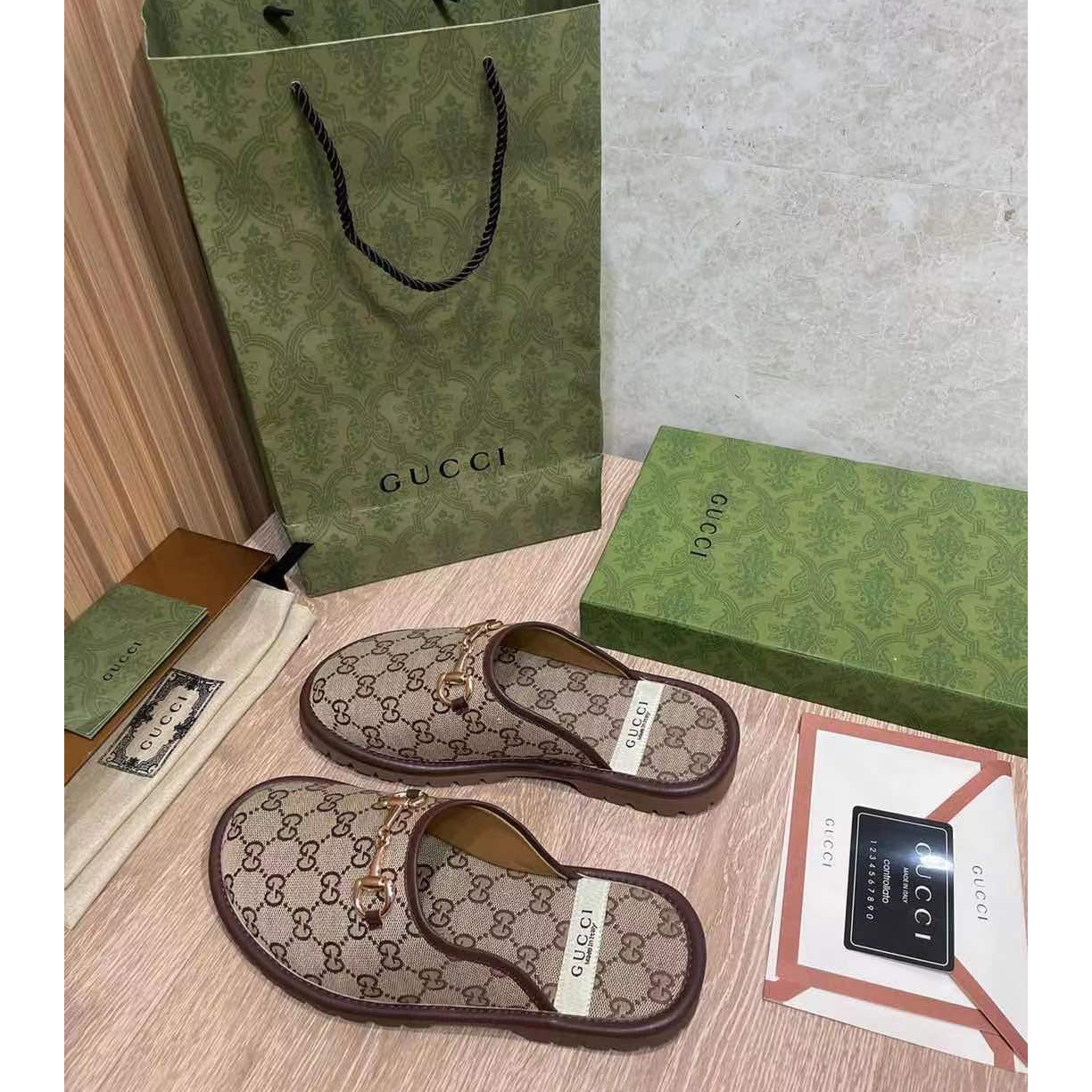 Gucci Beige & Brown GG Horsebit Slip-On Loafers - DopestKickz