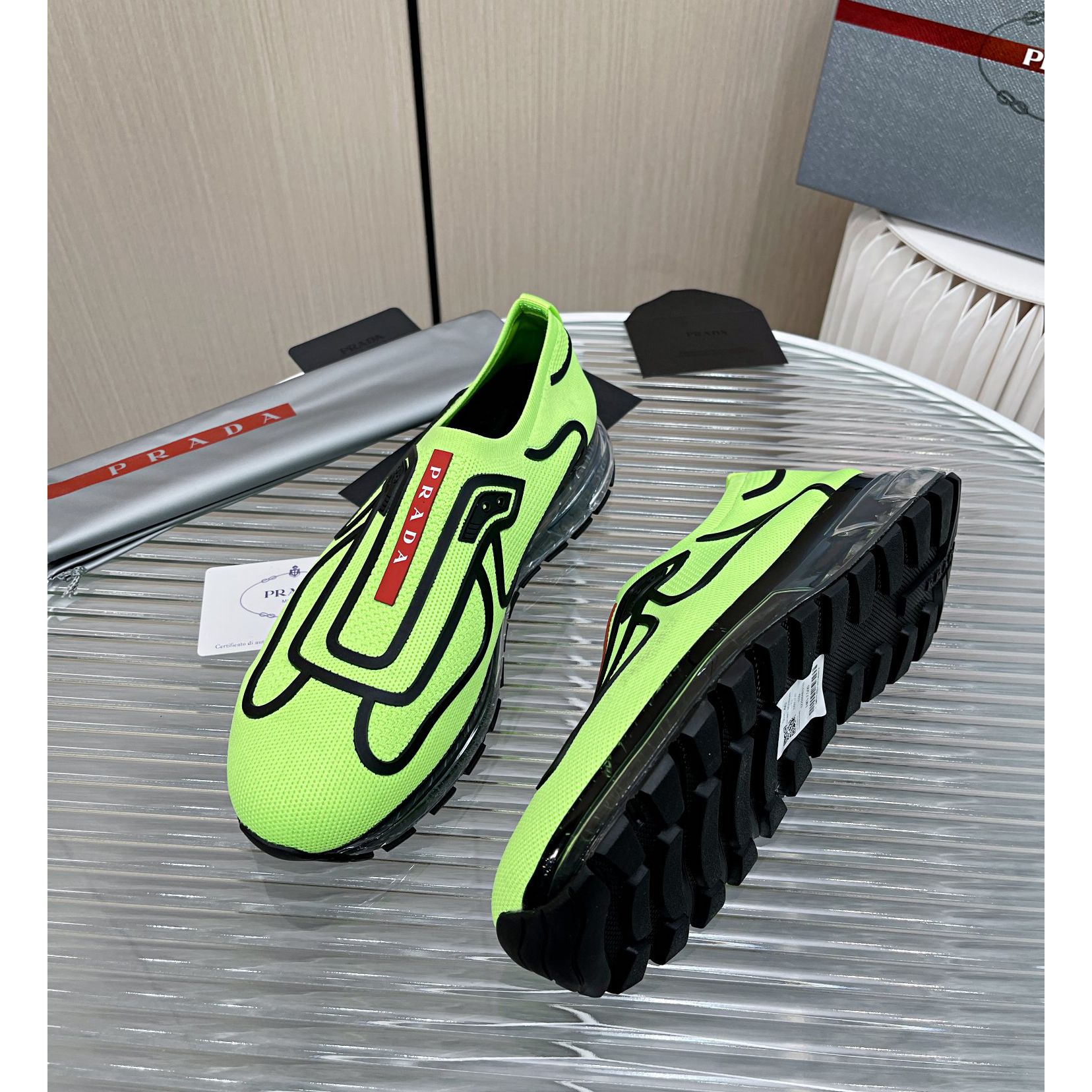 Prada Logo Sneakers In Green - DopestKickz