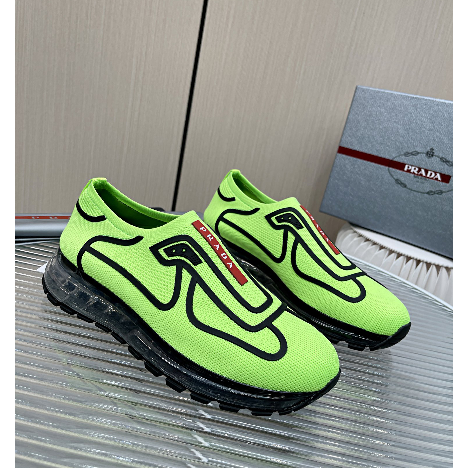 Prada Logo Sneakers In Green - DopestKickz