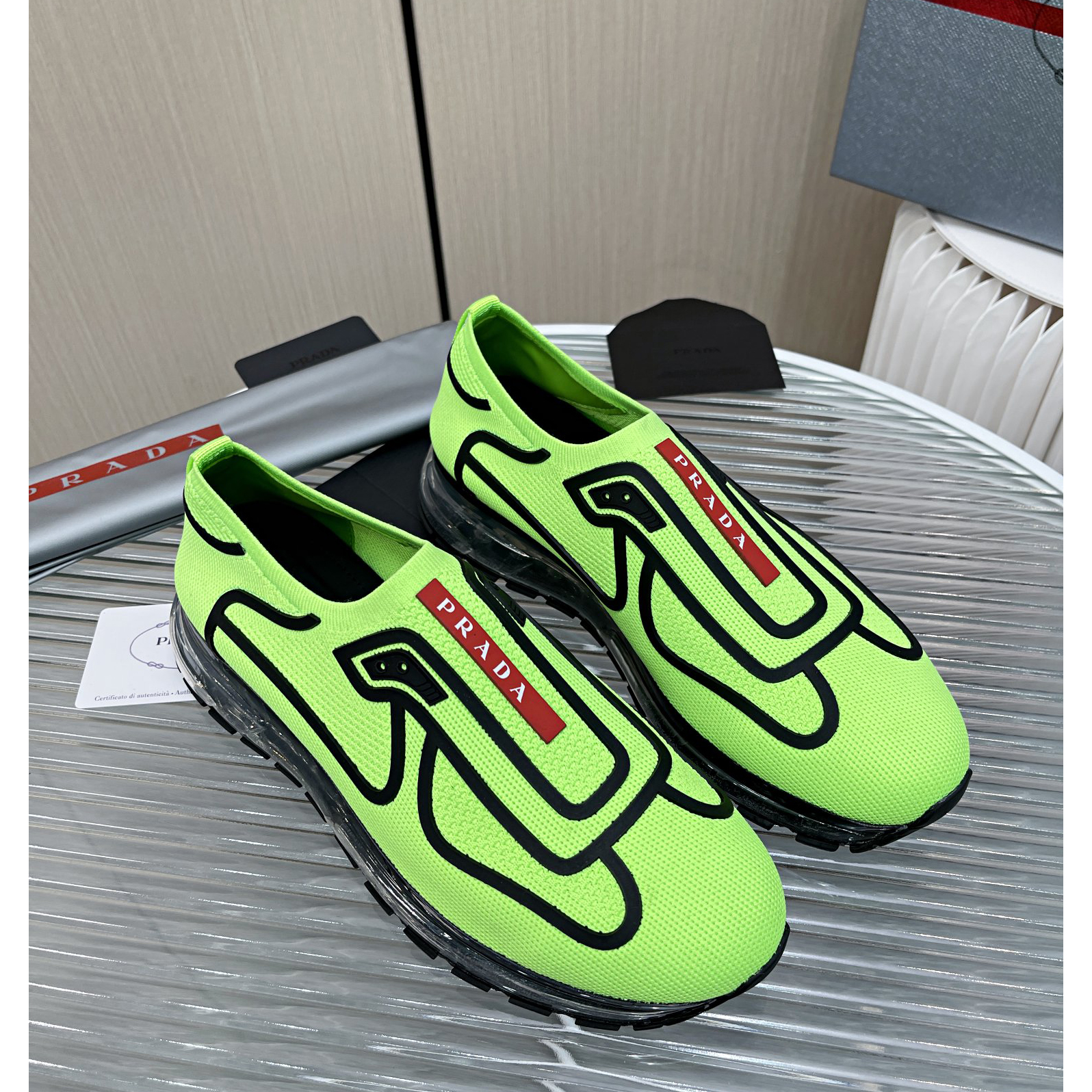 Prada Logo Sneakers In Green - DopestKickz