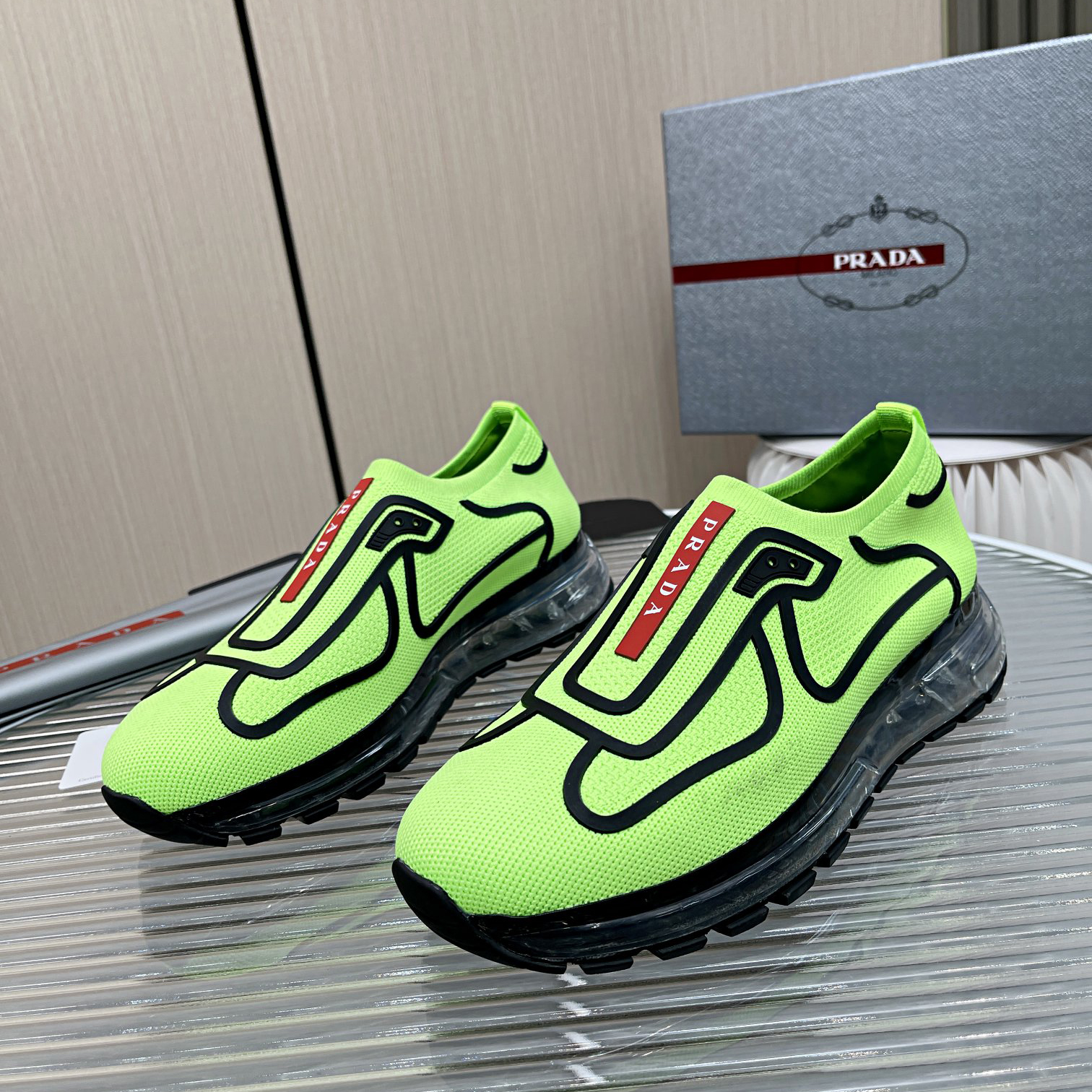 Prada Logo Sneakers In Green - DopestKickz