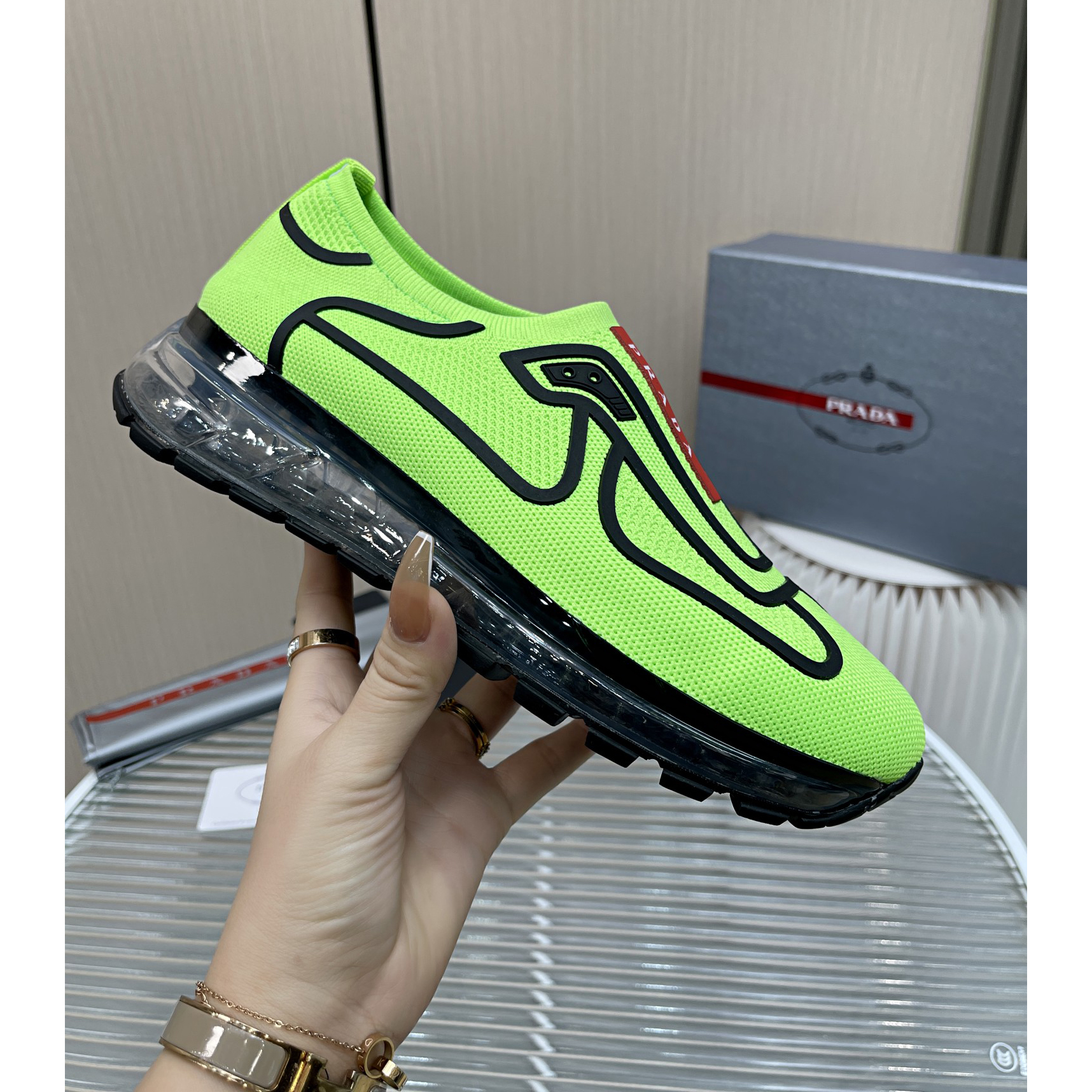 Prada Logo Sneakers In Green - DopestKickz