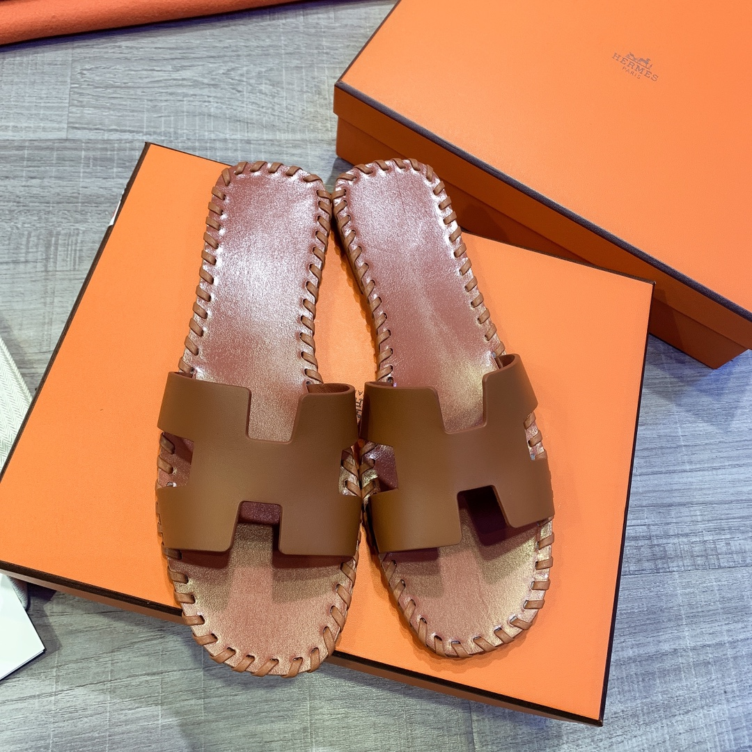 Hermes Leather Oran Sandals - DopestKickz