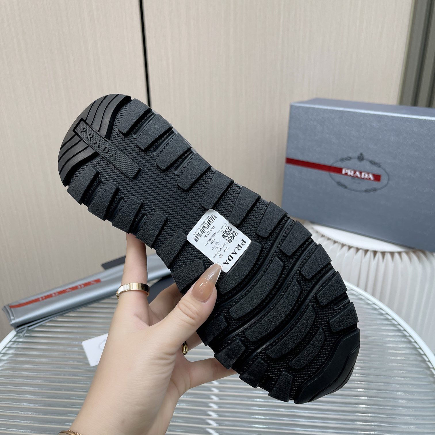 Prada Logo Sneakers In Black - DopestKickz