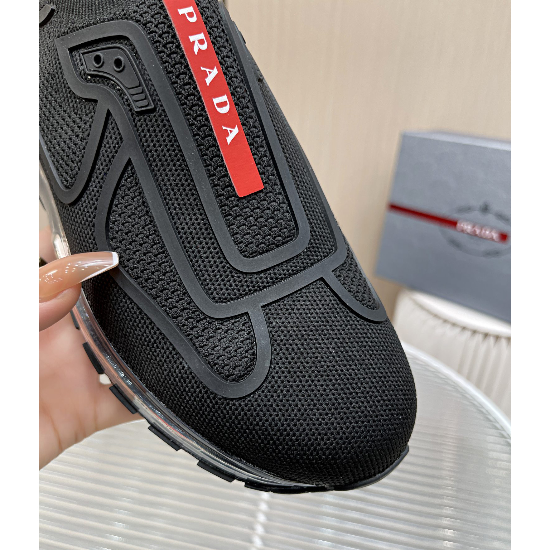 Prada Logo Sneakers In Black - DopestKickz