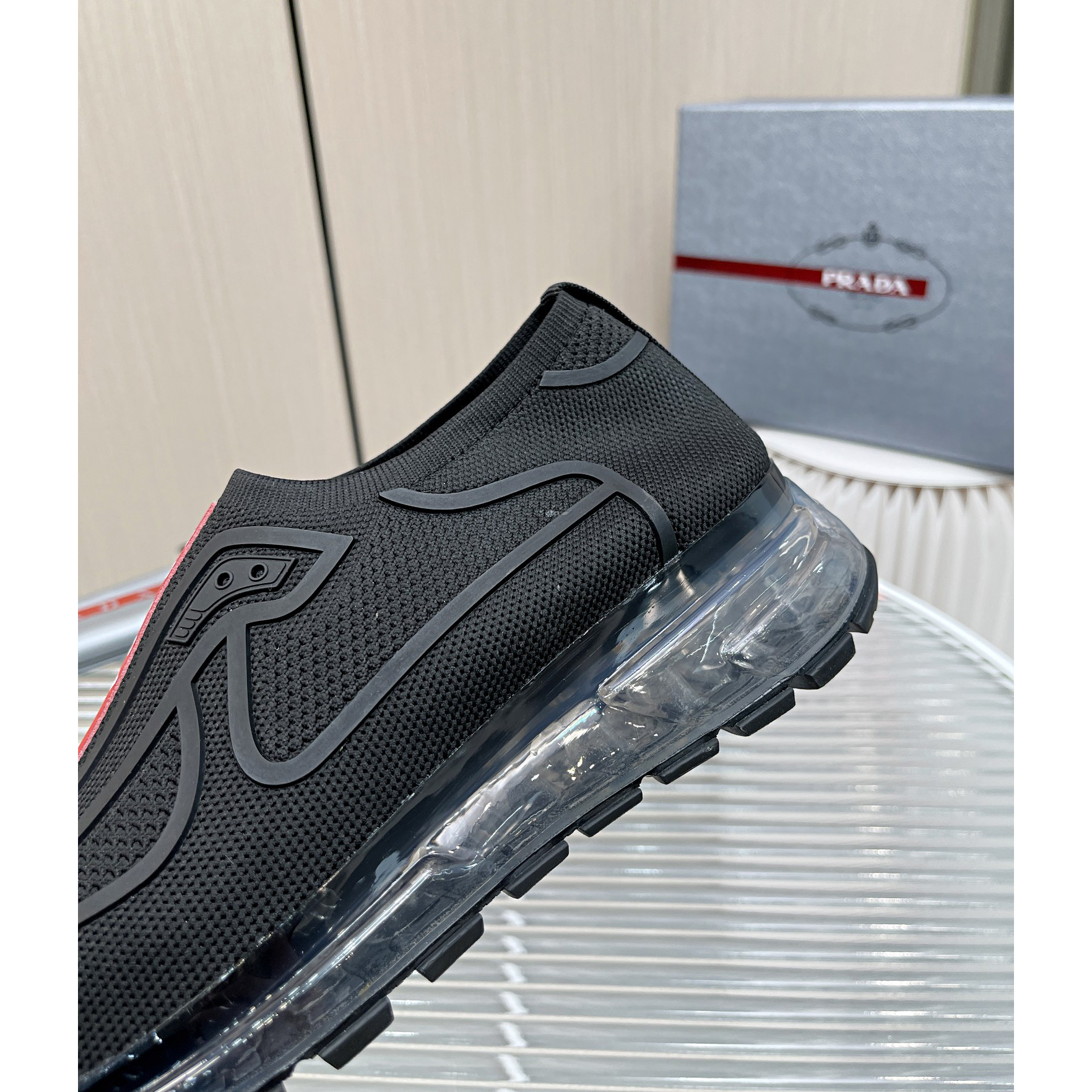 Prada Logo Sneakers In Black - DopestKickz