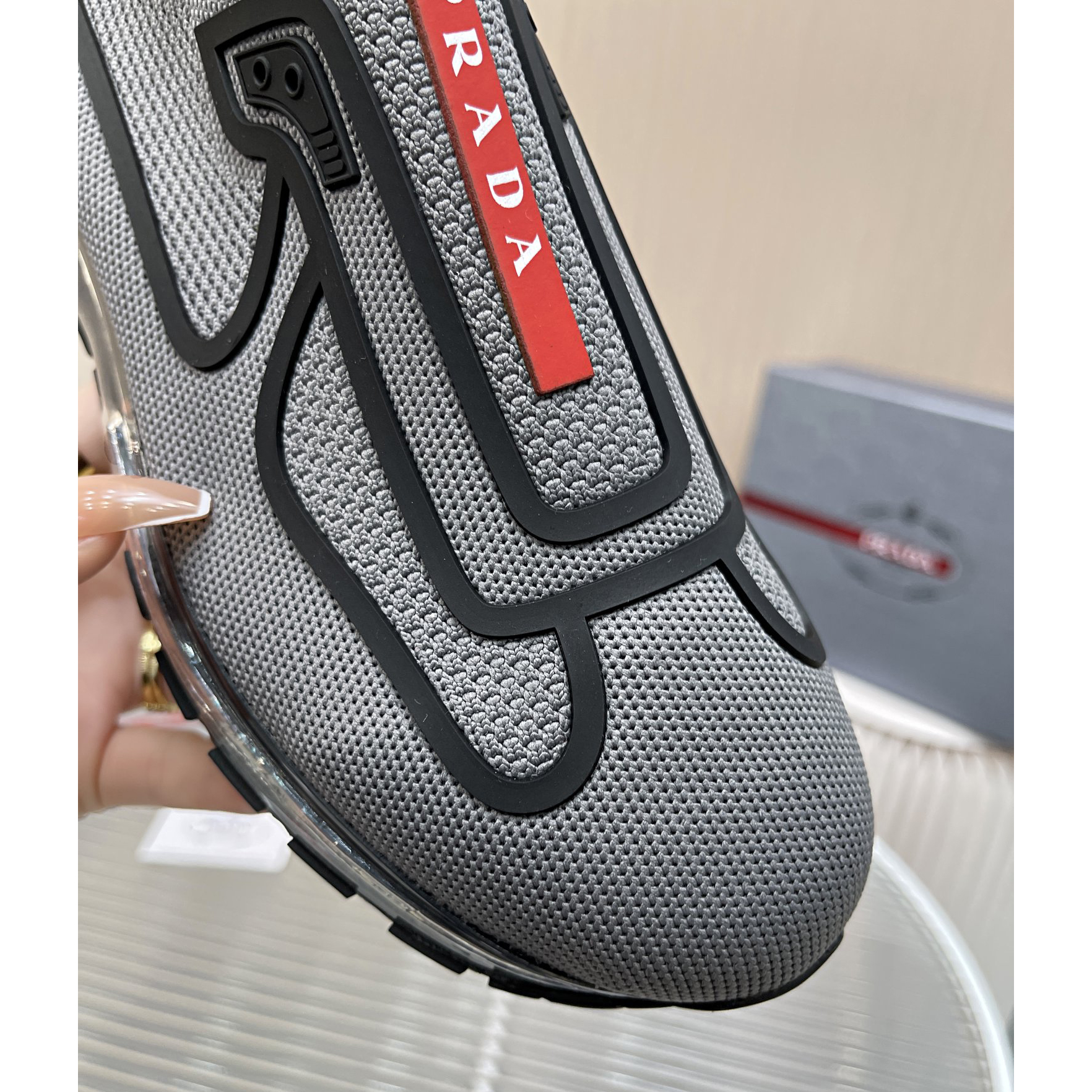 Prada Logo Sneakers In Grey - DopestKickz