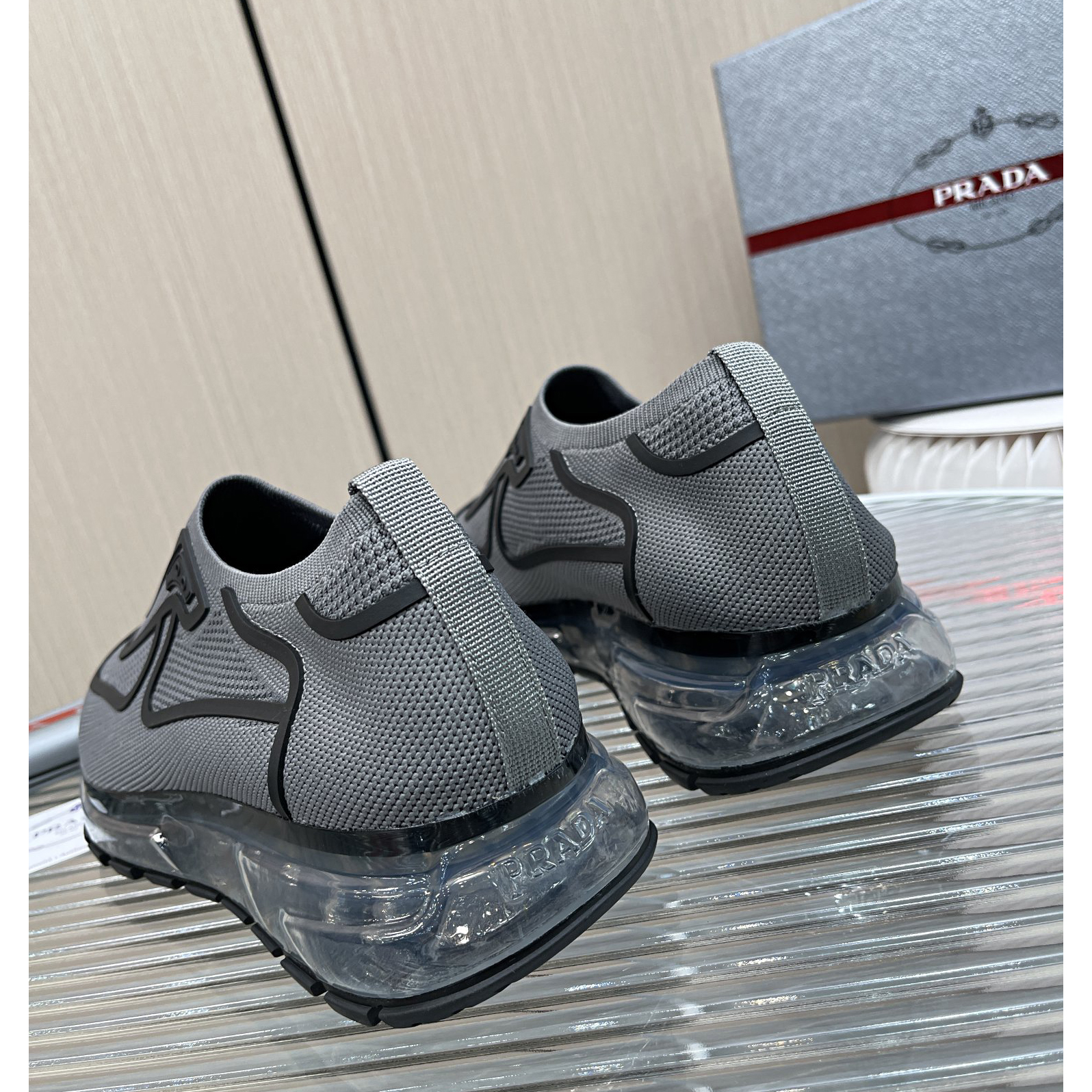 Prada Logo Sneakers In Grey - DopestKickz