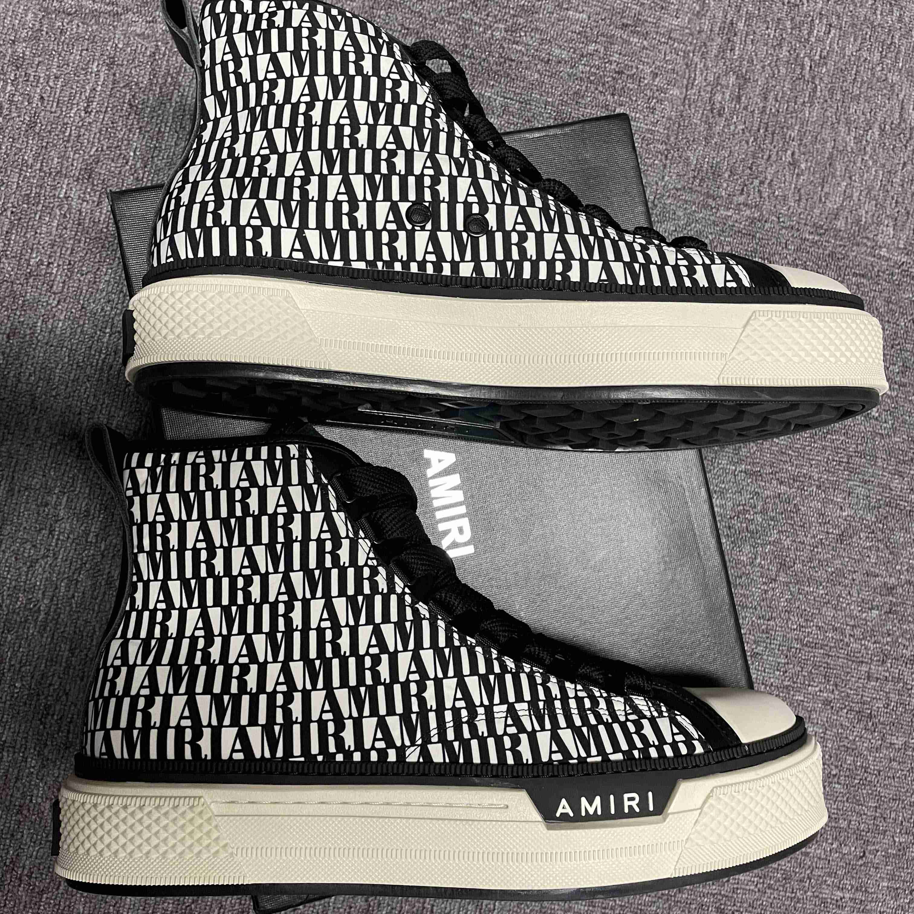 Amiri Logo-Print Canvas High-Top Sneakers - DopestKickz
