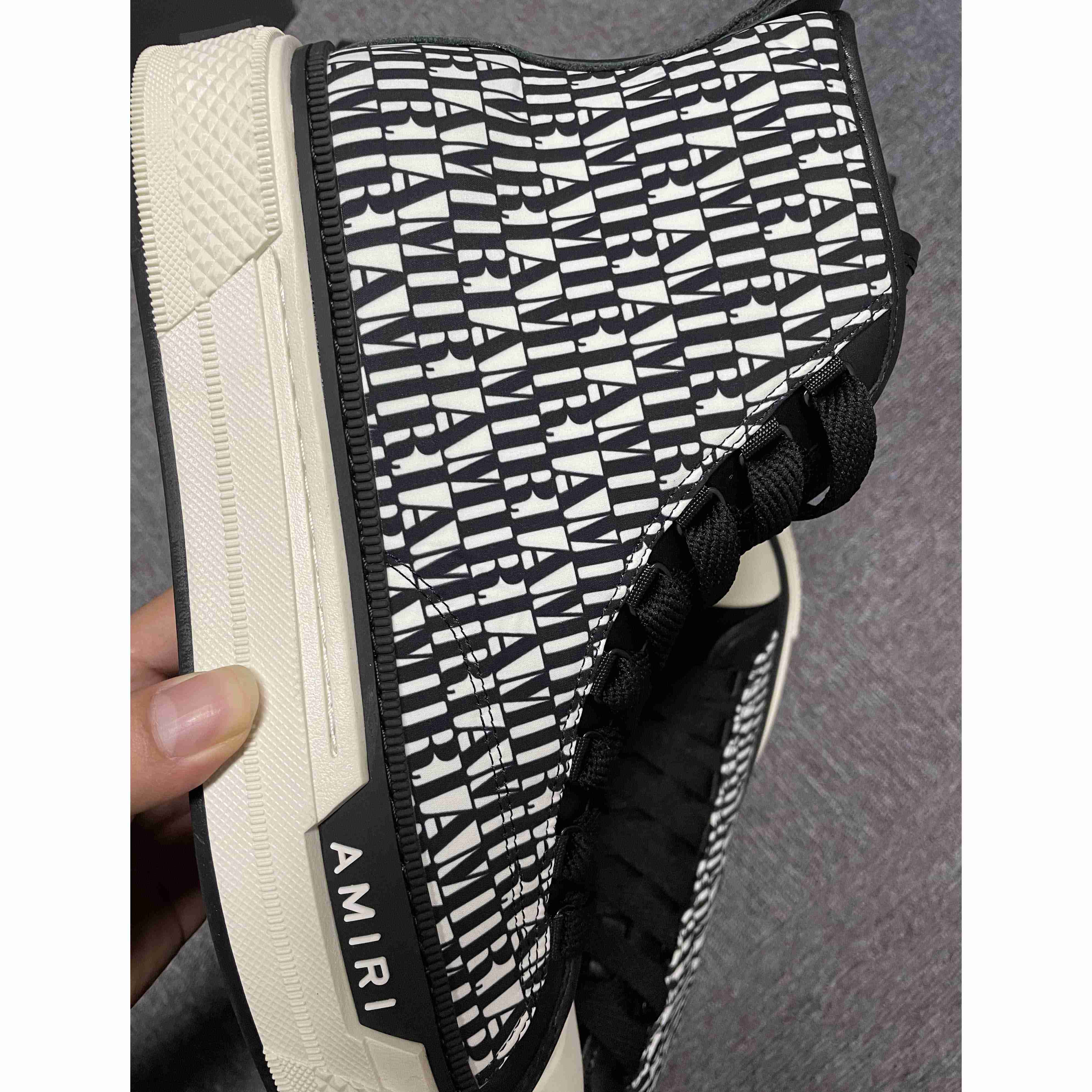 Amiri Logo-Print Canvas High-Top Sneakers - DopestKickz