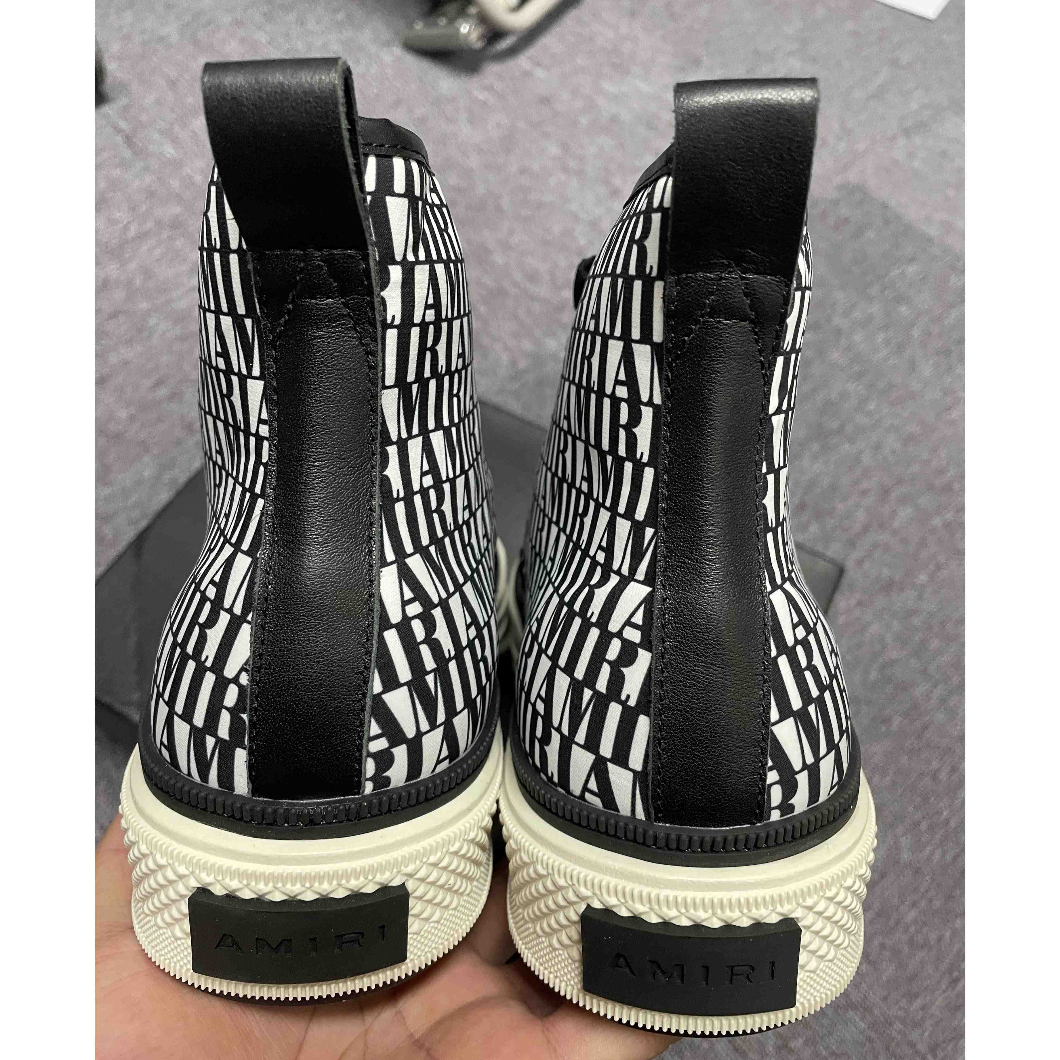 Amiri Logo-Print Canvas High-Top Sneakers - DopestKickz