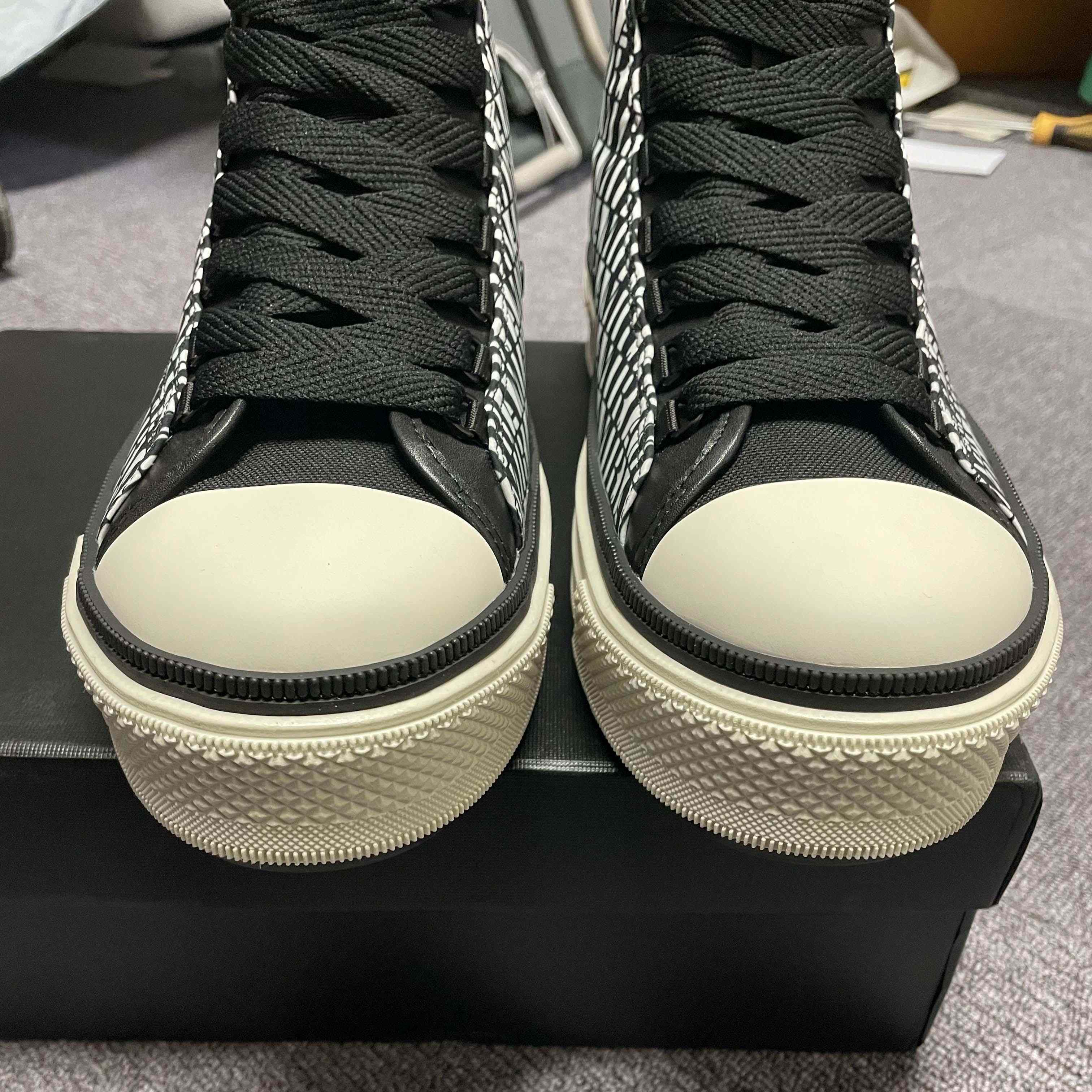 Amiri Logo-Print Canvas High-Top Sneakers - DopestKickz