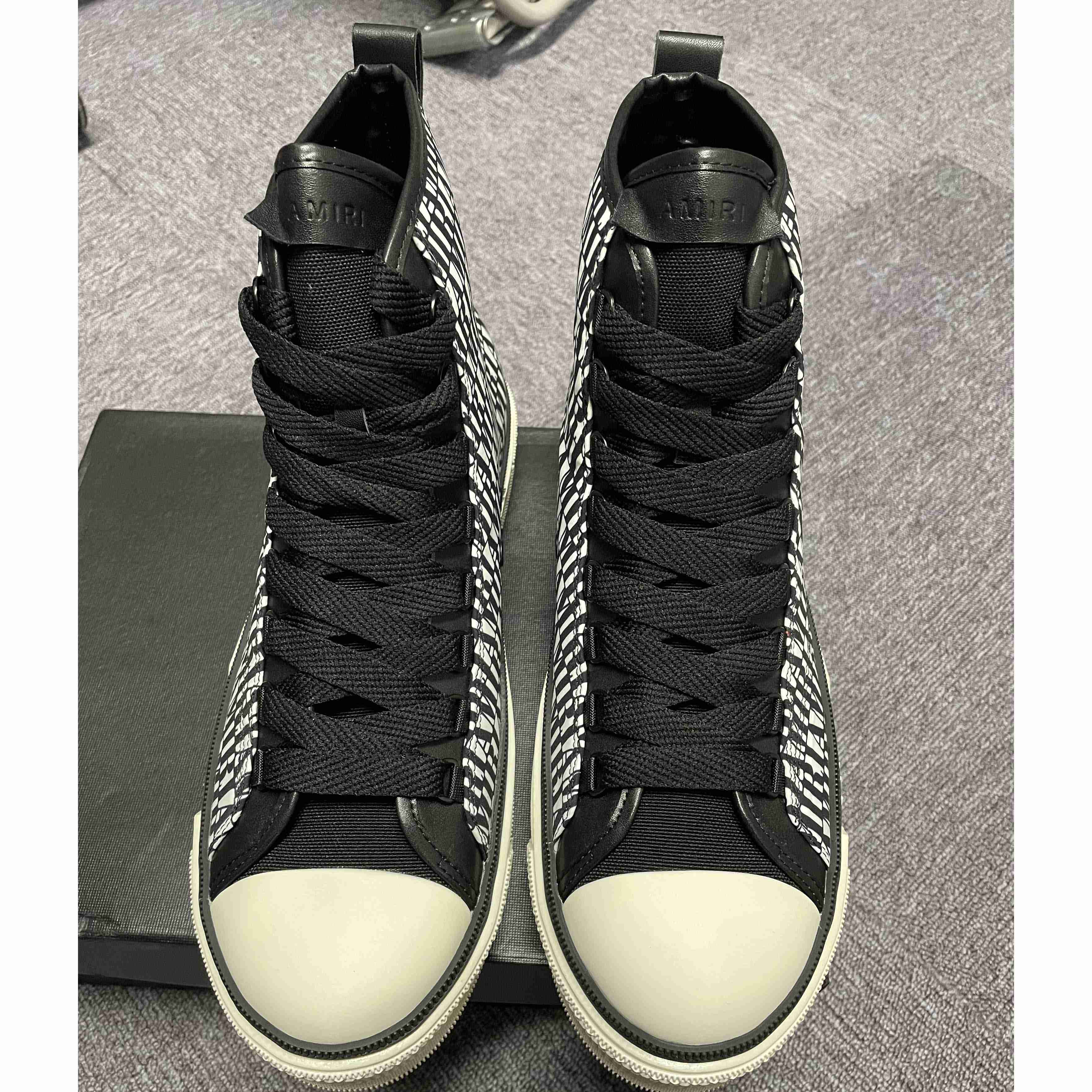 Amiri Logo-Print Canvas High-Top Sneakers - DopestKickz