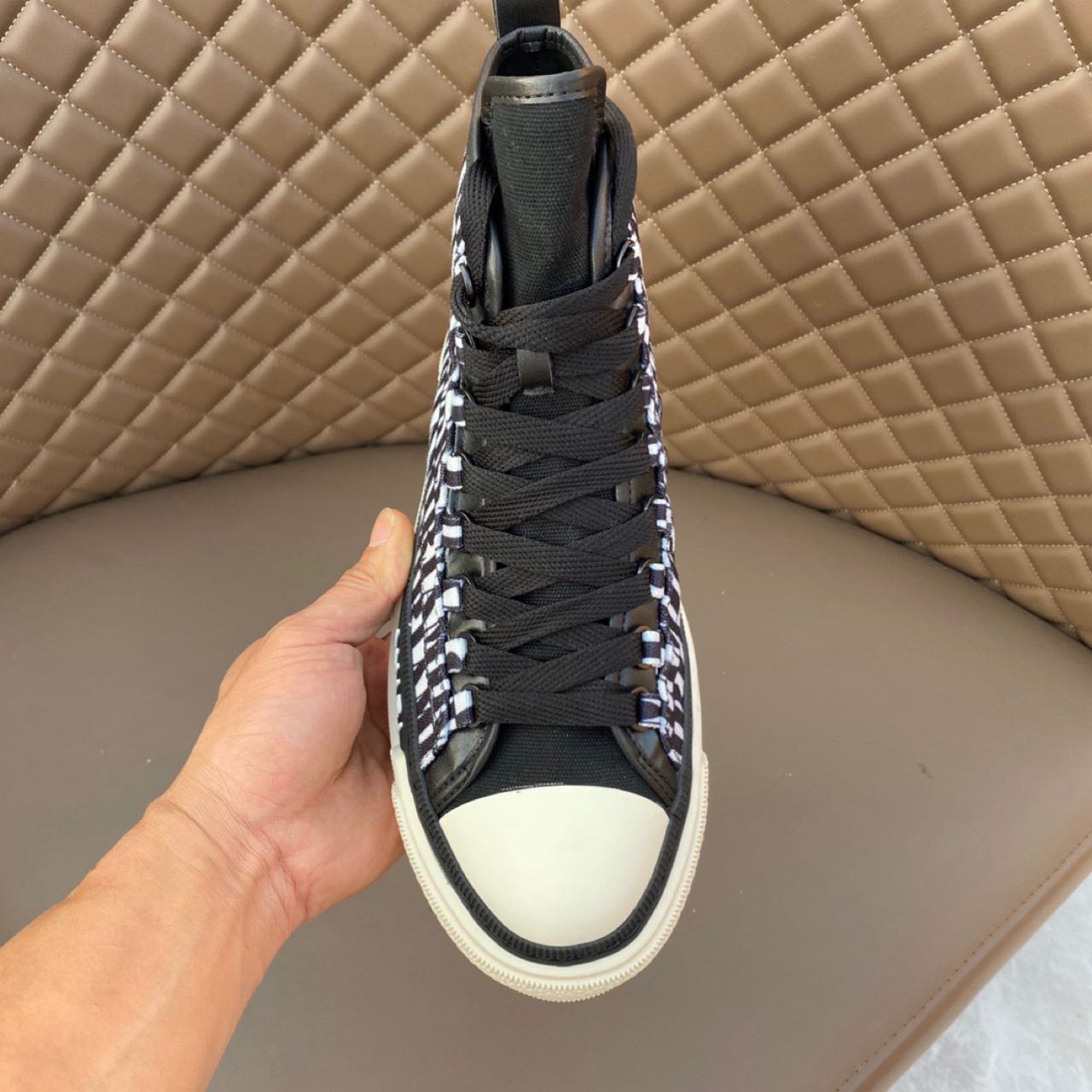 Amiri Logo-Print Canvas High-Top Sneakers - DopestKickz