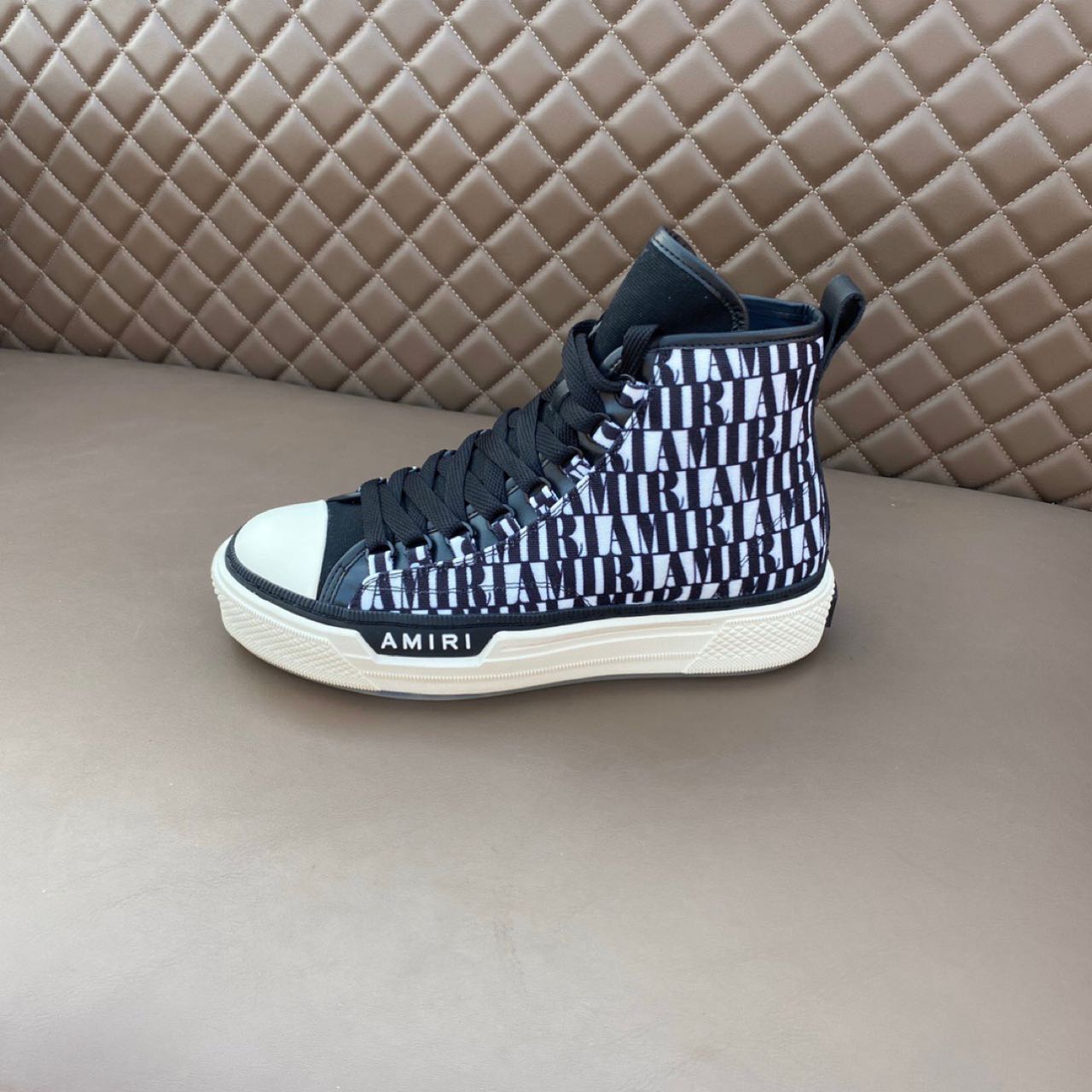 Amiri Logo-Print Canvas High-Top Sneakers - DopestKickz
