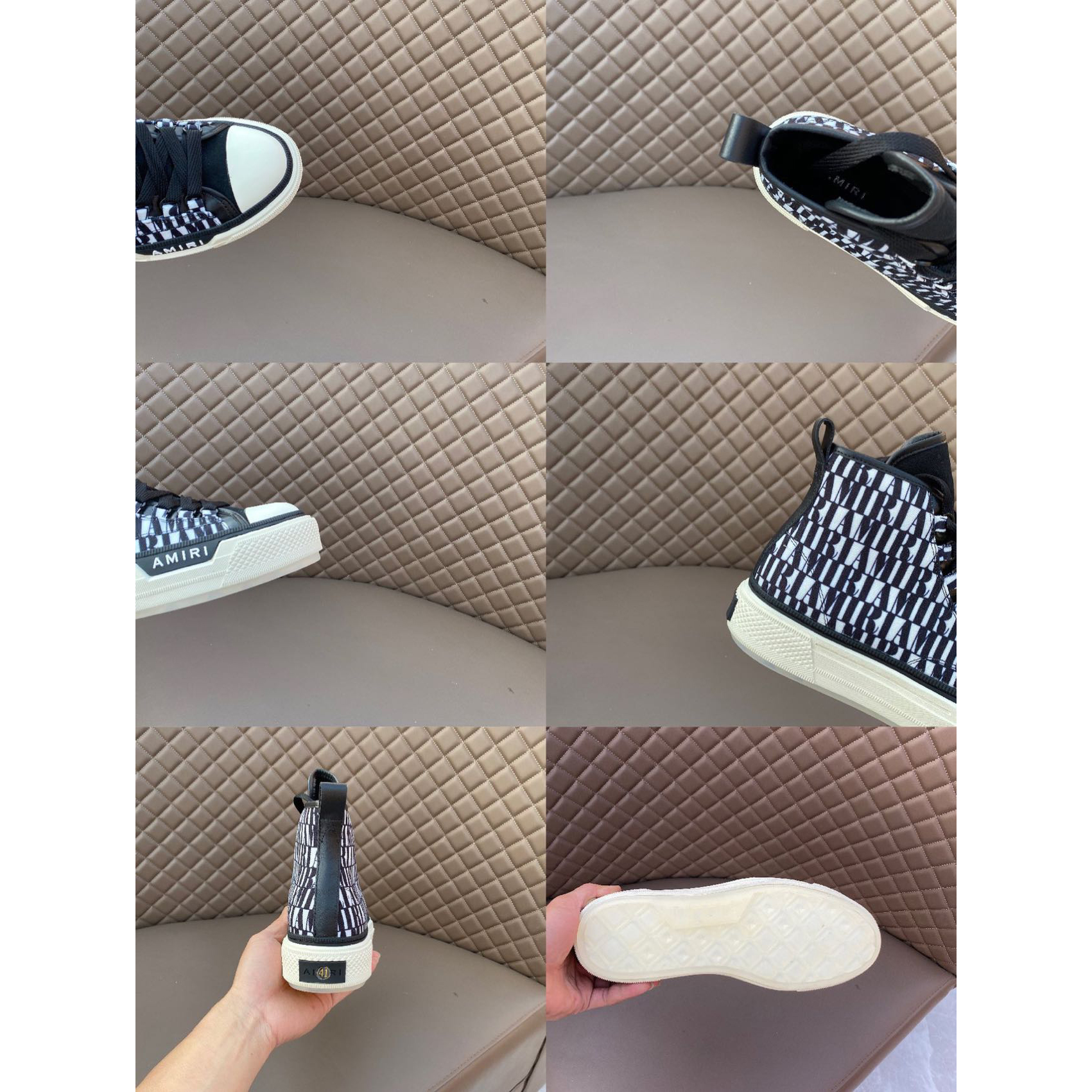 Amiri Logo-Print Canvas High-Top Sneakers - DopestKickz