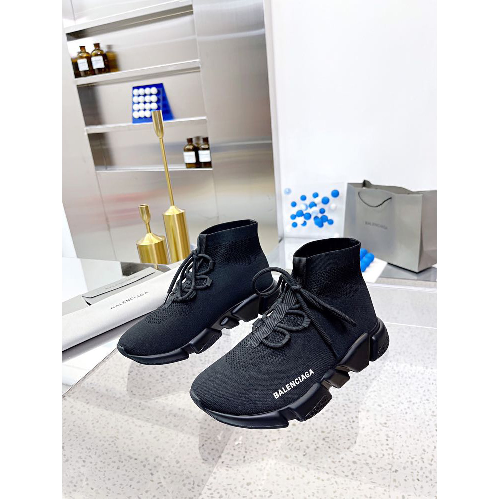 Balenciaga Men's Speed Lace-Up Sneaker In Black - DopestKickz