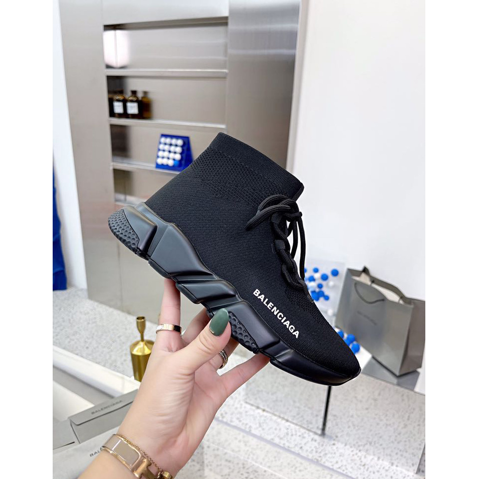 Balenciaga Men's Speed Lace-Up Sneaker In Black - DopestKickz
