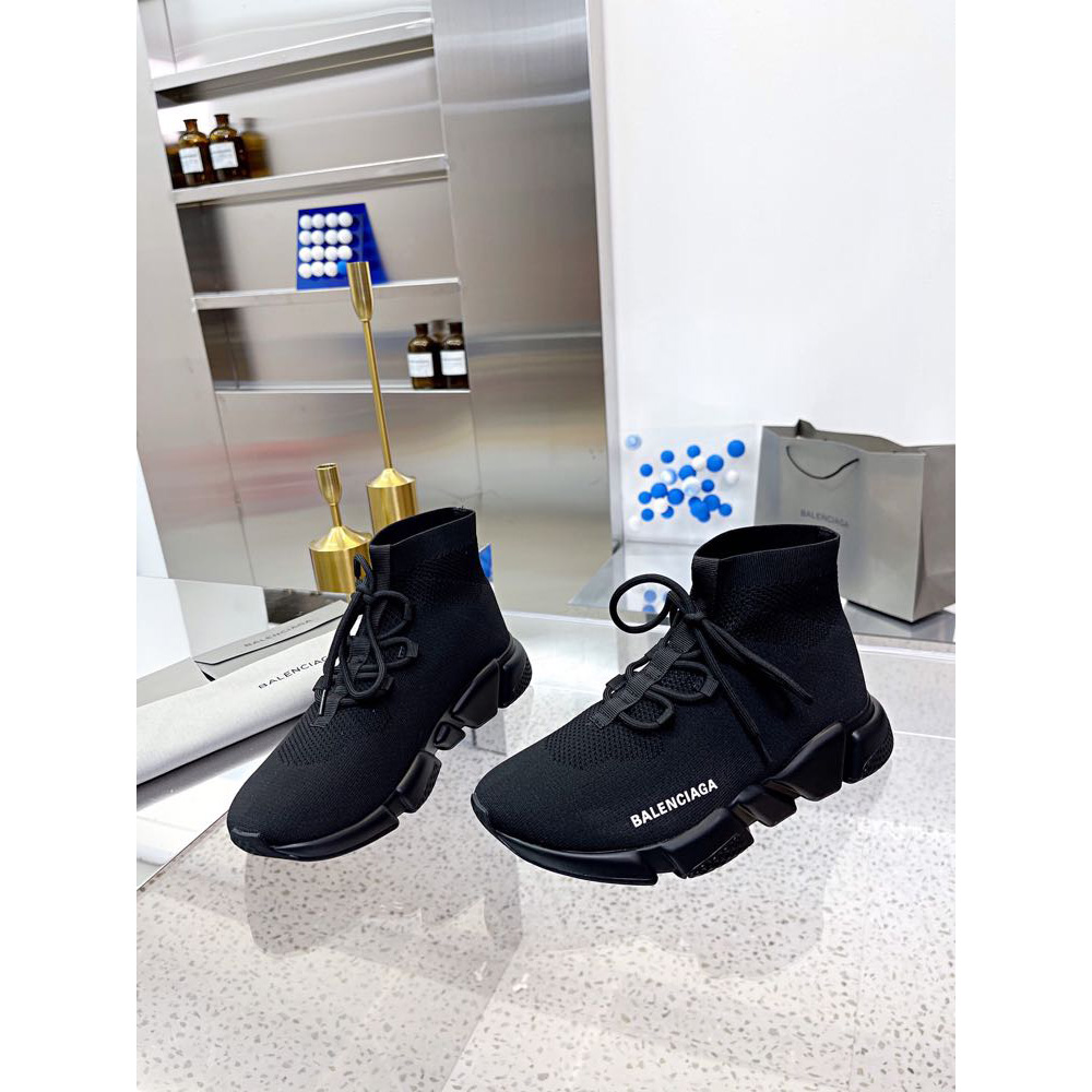 Balenciaga Men's Speed Lace-Up Sneaker In Black - DopestKickz