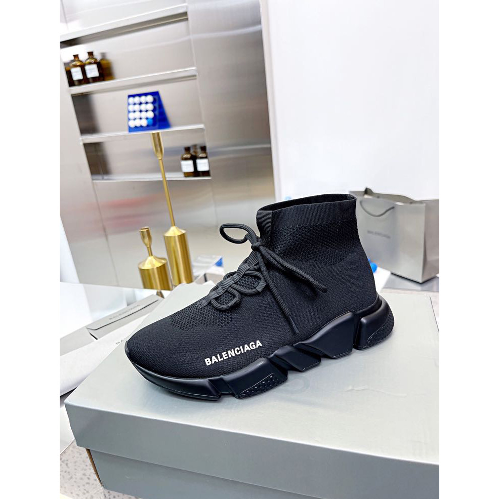 Balenciaga Men's Speed Lace-Up Sneaker In Black - DopestKickz