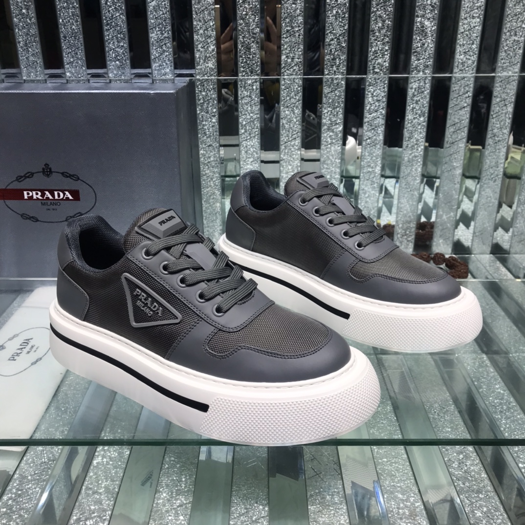 Prada Logo Sneakers In Black - DopestKickz
