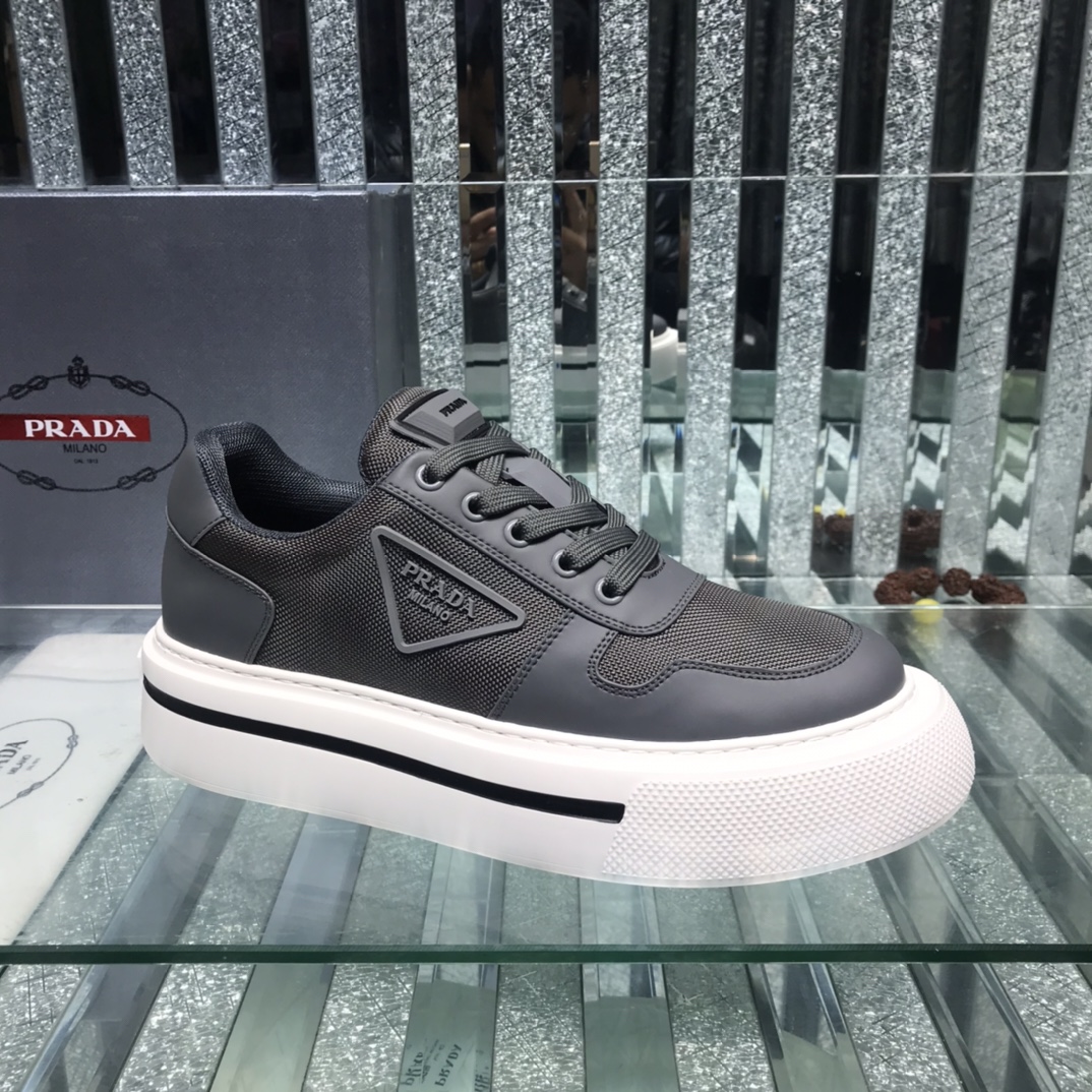 Prada Logo Sneakers In Black - DopestKickz